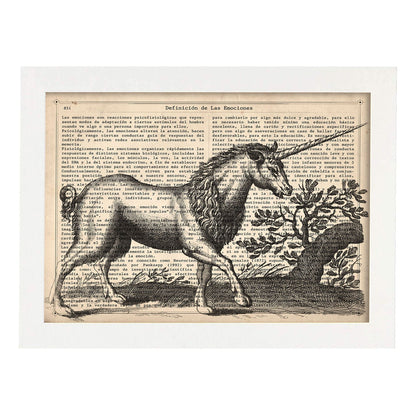 Poster de Unicornio. Láminas de animales con definiciones. Ilustraciones de animales con textos.-Artwork-Nacnic-A4-Marco Blanco-Nacnic Estudio SL