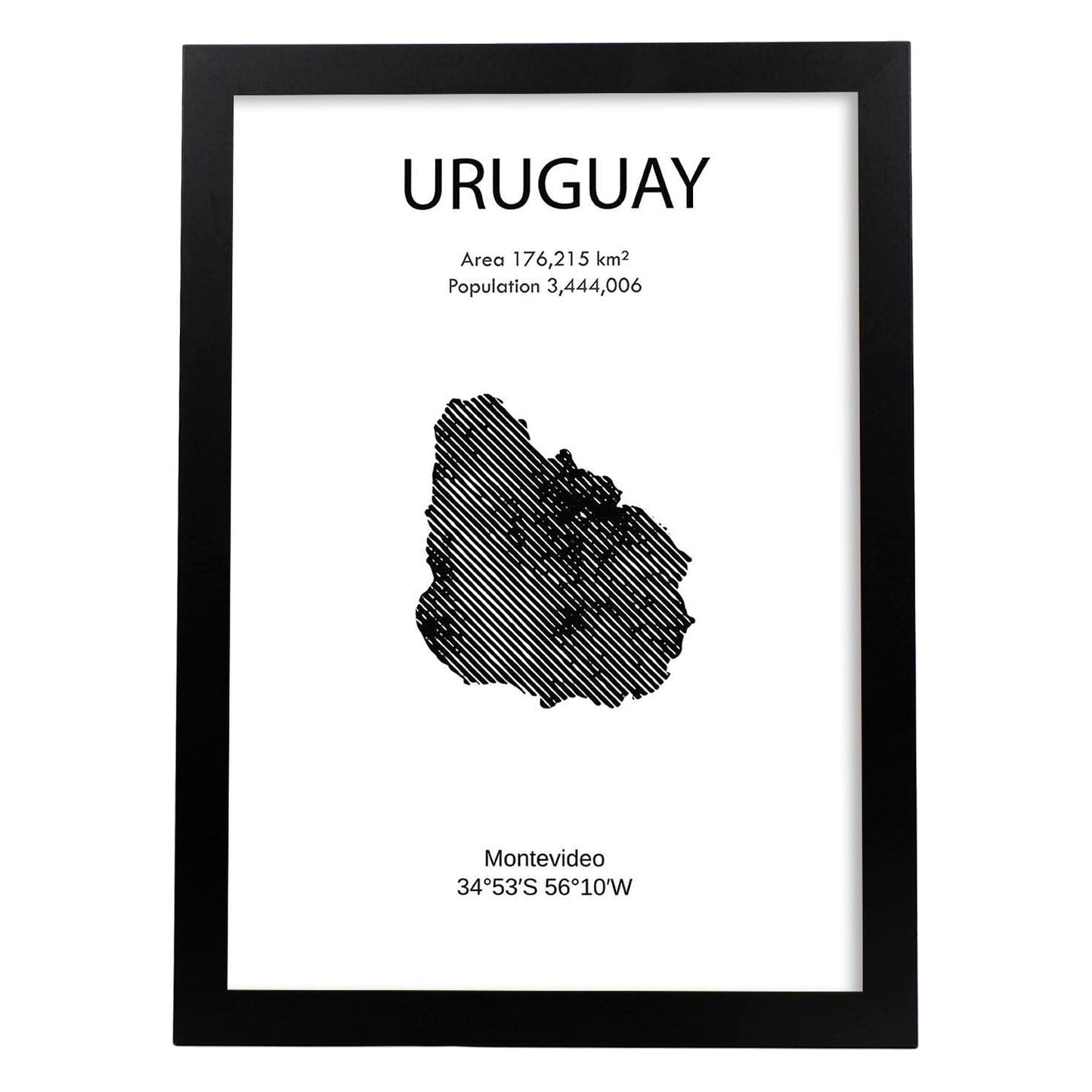 Poster de Uruguay. Láminas de paises y continentes del mundo.-Artwork-Nacnic-A3-Marco Negro-Nacnic Estudio SL