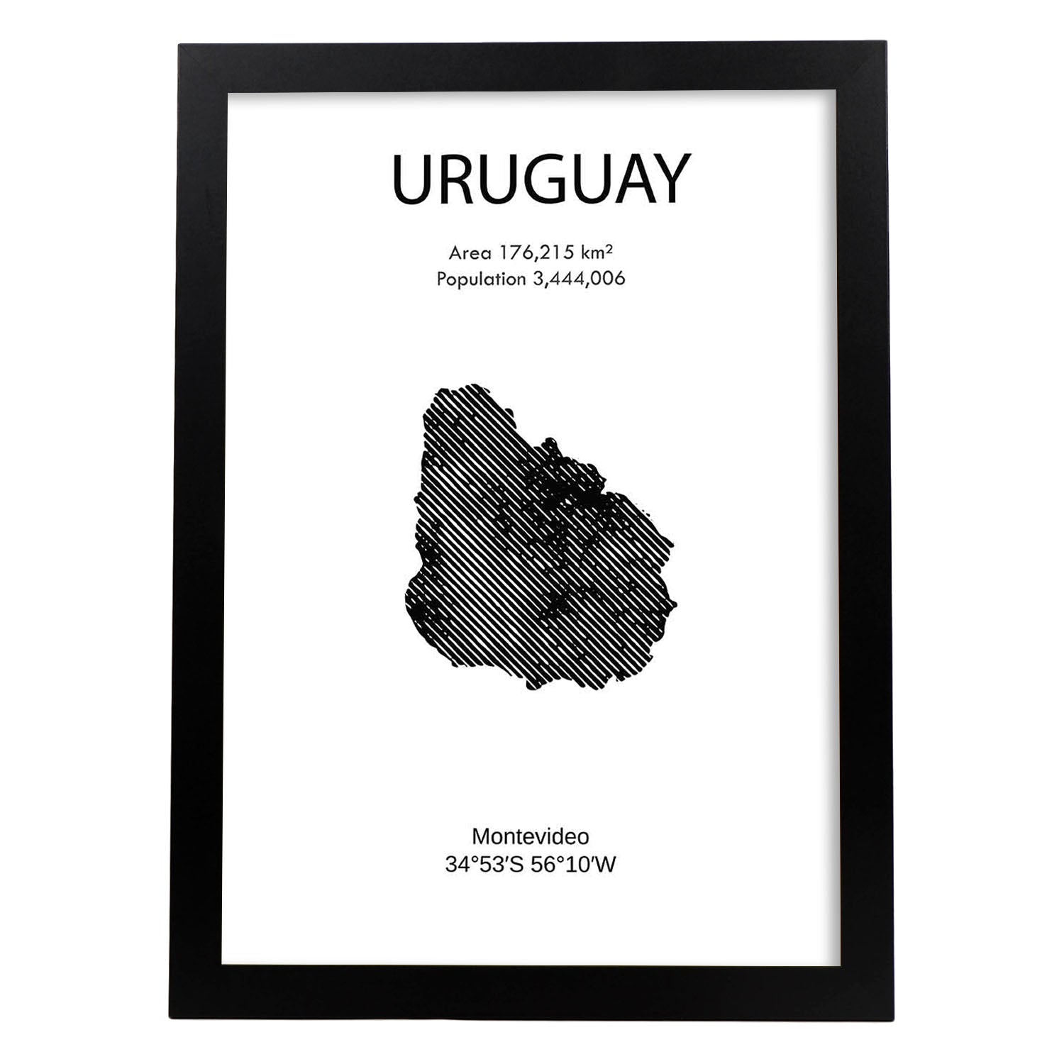 Poster de Uruguay. Láminas de paises y continentes del mundo.-Artwork-Nacnic-A4-Marco Negro-Nacnic Estudio SL