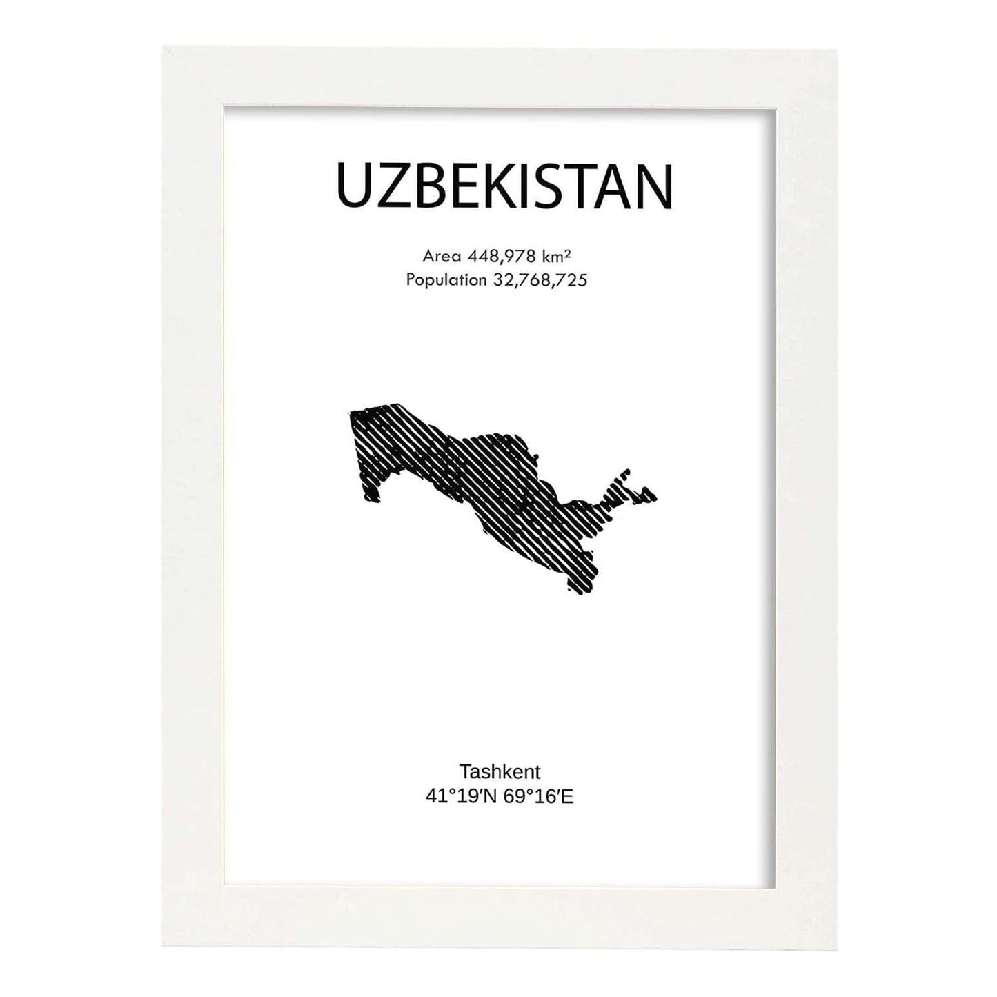Poster de Uzbekistan. Láminas de paises y continentes del mundo.-Artwork-Nacnic-A3-Marco Blanco-Nacnic Estudio SL