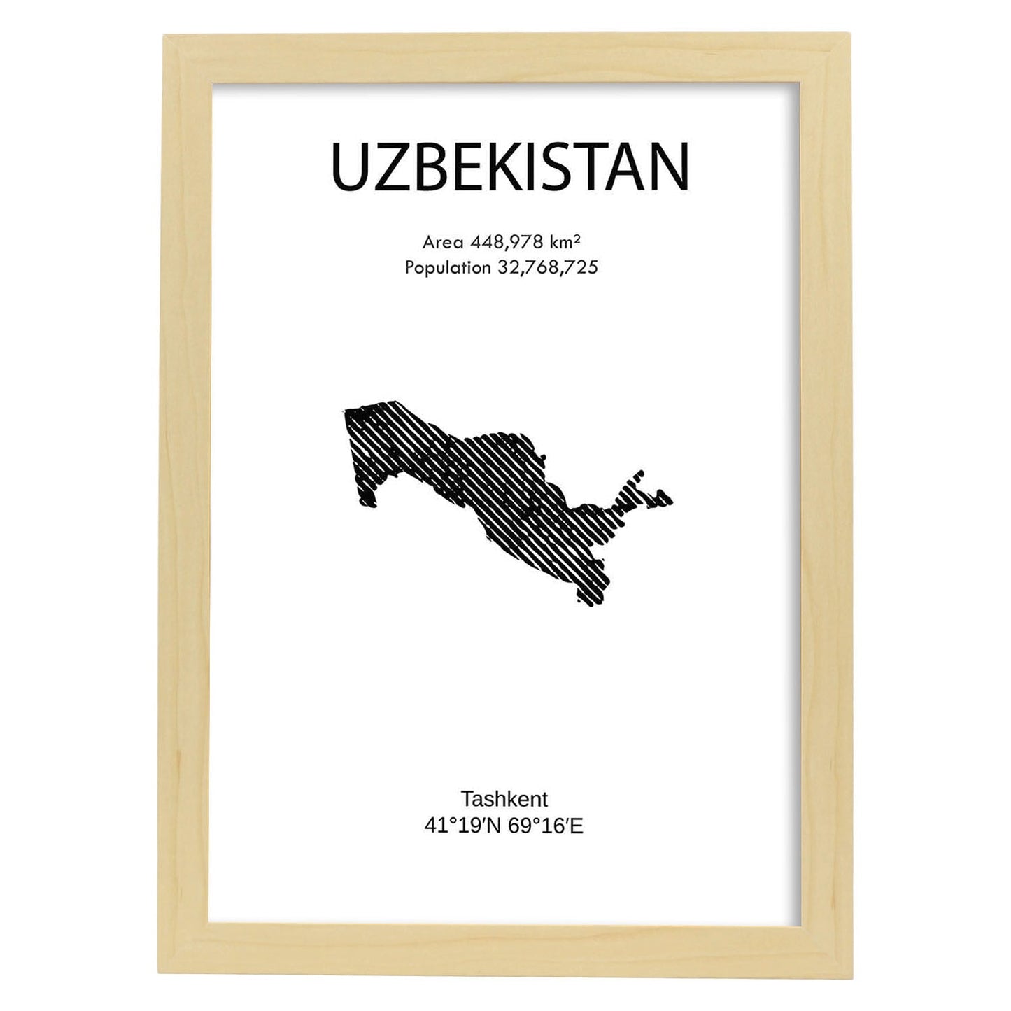 Poster de Uzbekistan. Láminas de paises y continentes del mundo.-Artwork-Nacnic-A3-Marco Madera clara-Nacnic Estudio SL