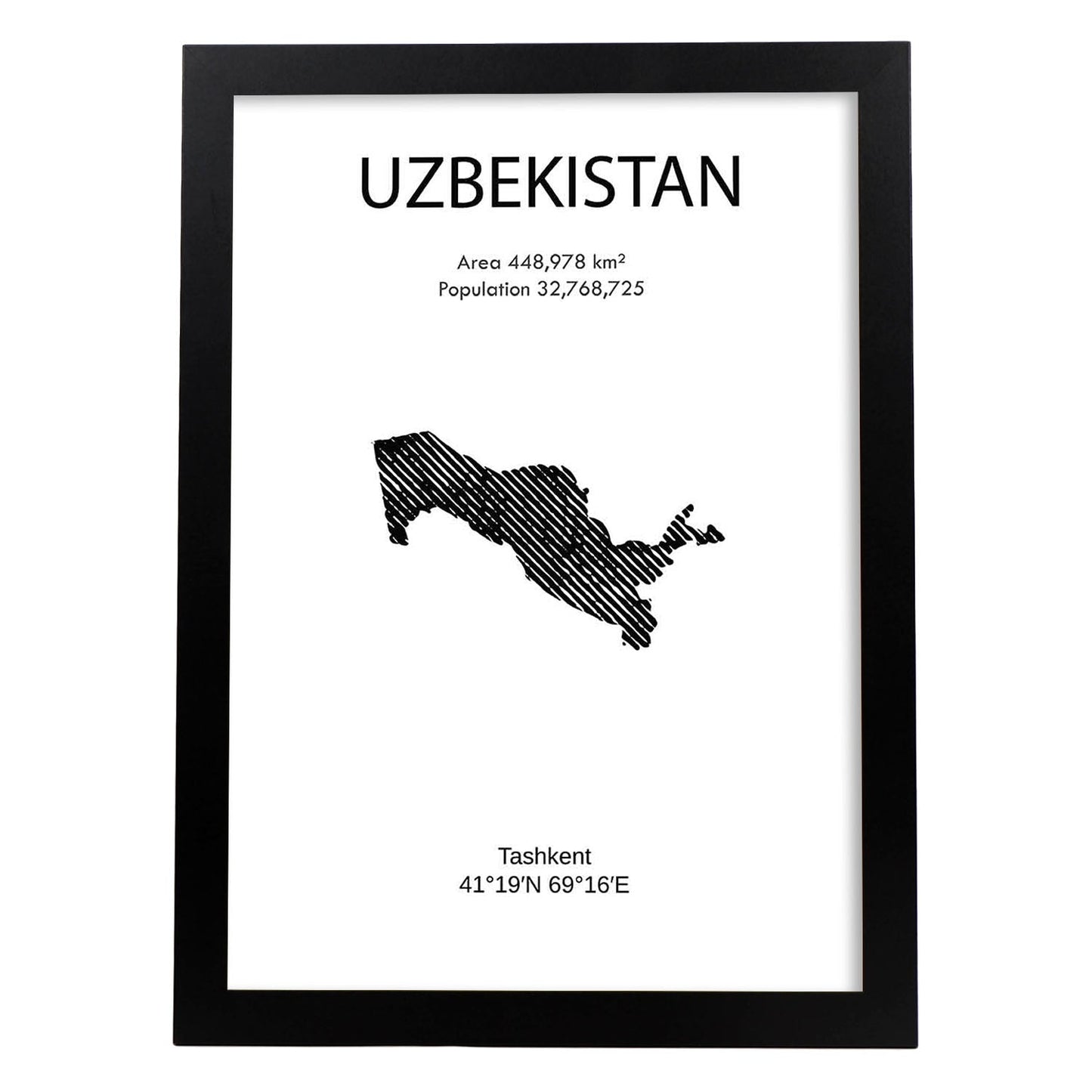 Poster de Uzbekistan. Láminas de paises y continentes del mundo.-Artwork-Nacnic-A3-Marco Negro-Nacnic Estudio SL