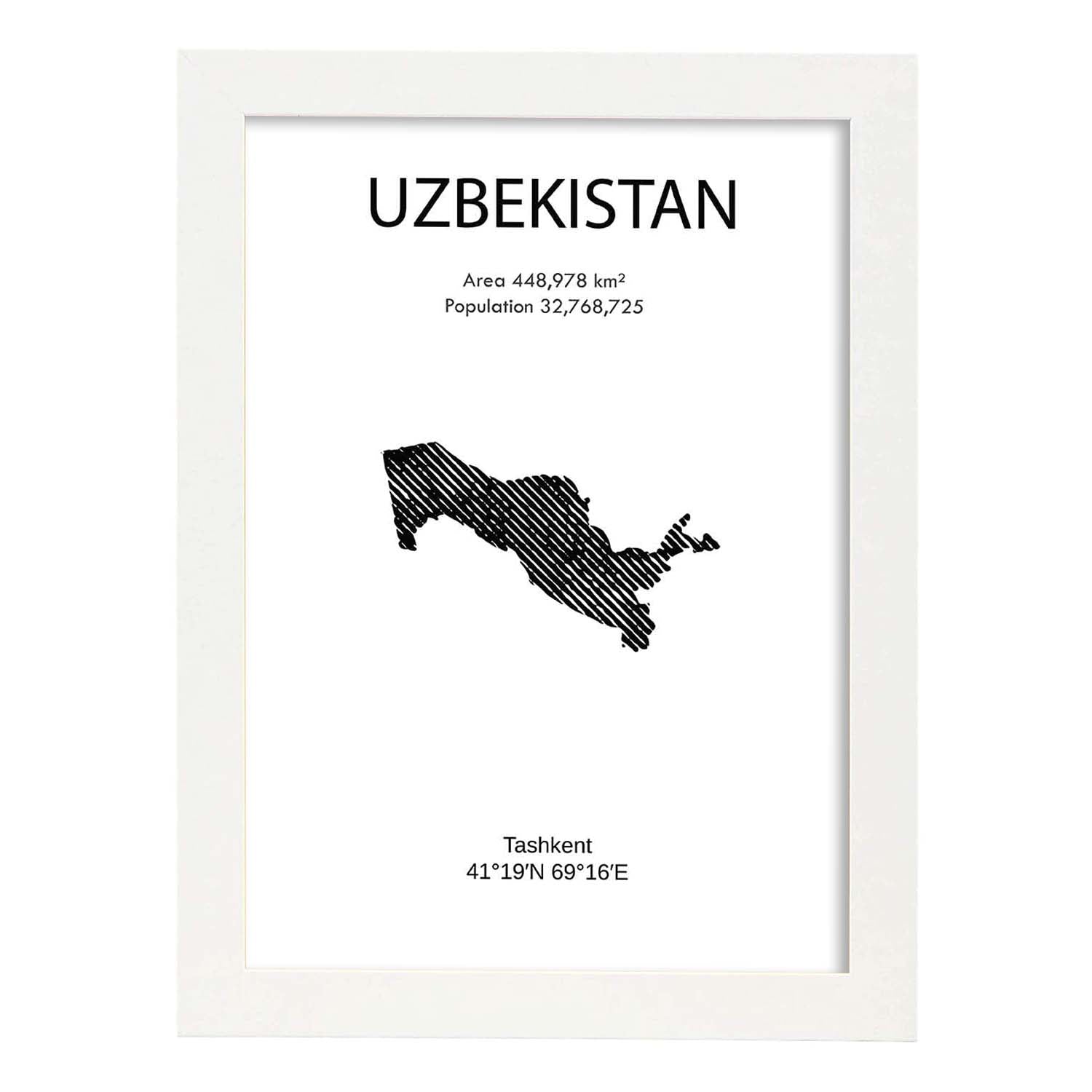 Poster de Uzbekistan. Láminas de paises y continentes del mundo.-Artwork-Nacnic-A4-Marco Blanco-Nacnic Estudio SL