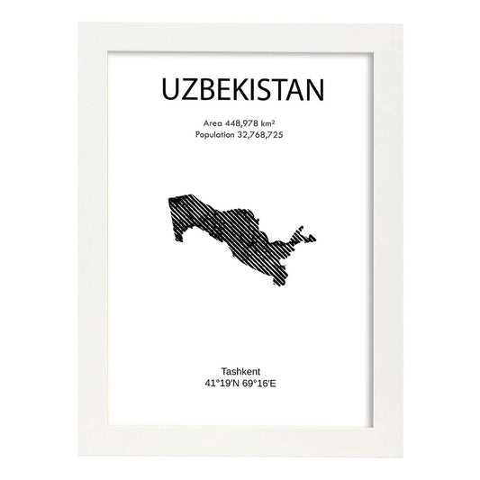 Poster de Uzbekistan. Láminas de paises y continentes del mundo.-Artwork-Nacnic-A4-Marco Blanco-Nacnic Estudio SL