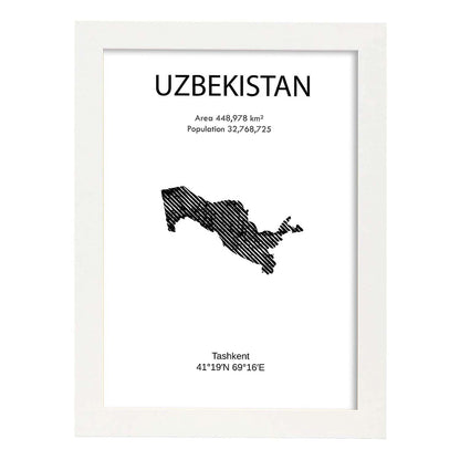 Poster de Uzbekistan. Láminas de paises y continentes del mundo.-Artwork-Nacnic-A4-Marco Blanco-Nacnic Estudio SL