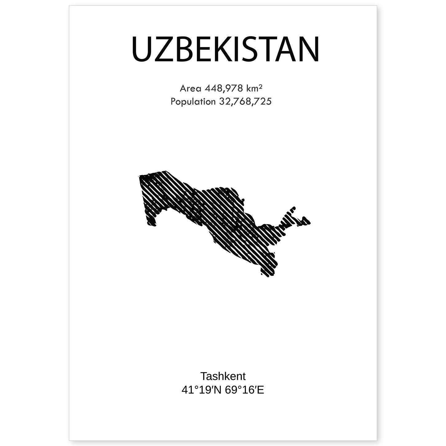 Poster de Uzbekistan. Láminas de paises y continentes del mundo.-Artwork-Nacnic-A4-Sin marco-Nacnic Estudio SL
