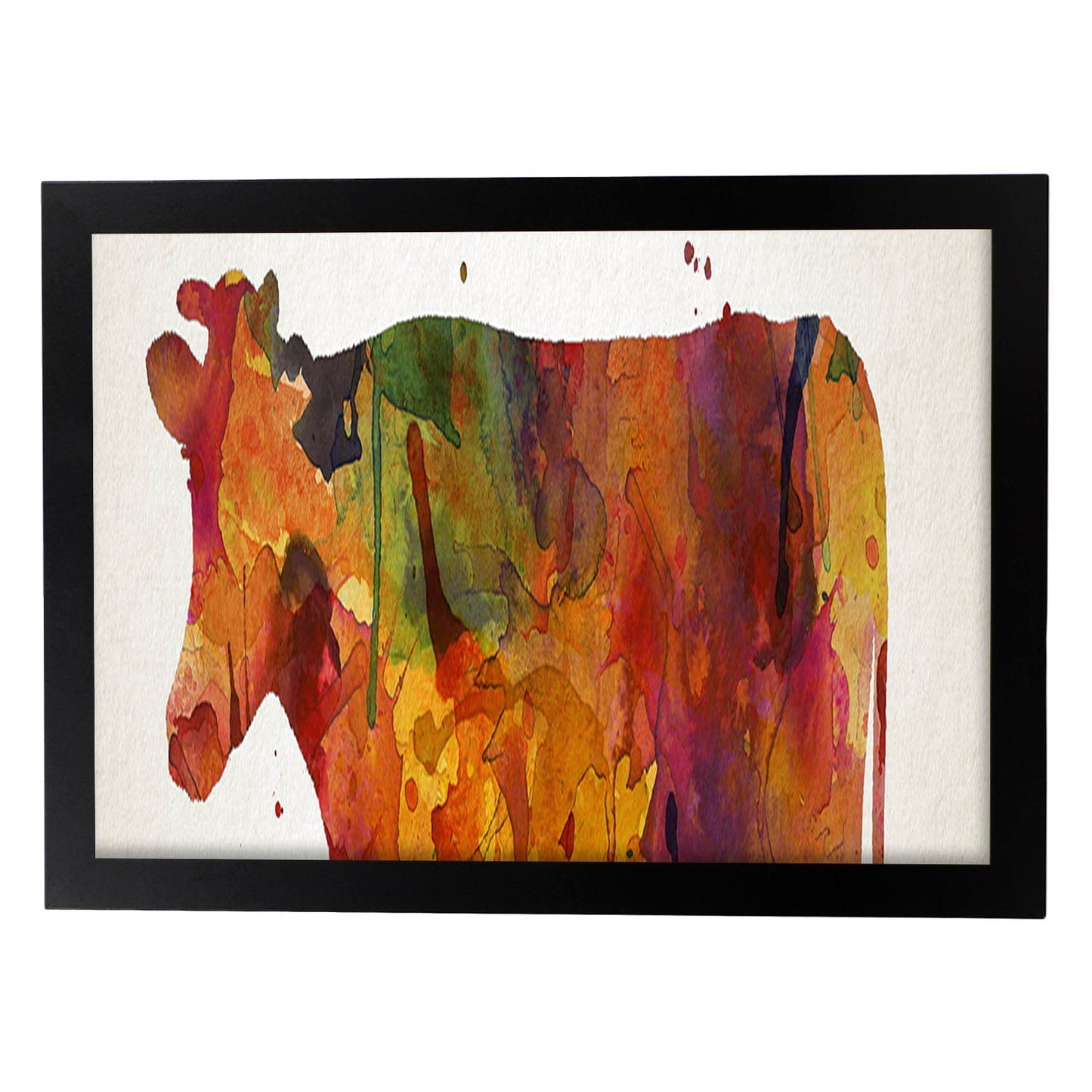 Poster de Vaca estilo acuarela. Láminas de animales con estilo acuarela-Artwork-Nacnic-A3-Marco Negro-Nacnic Estudio SL