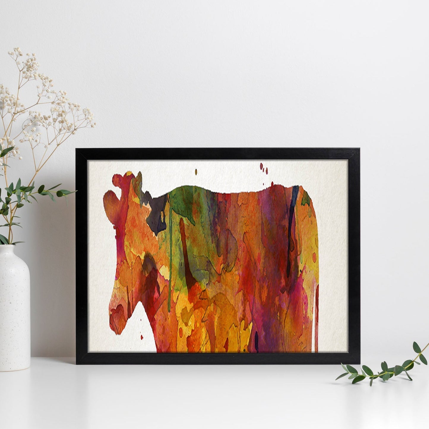 Poster de Vaca estilo acuarela. Láminas de animales con estilo acuarela-Artwork-Nacnic-Nacnic Estudio SL