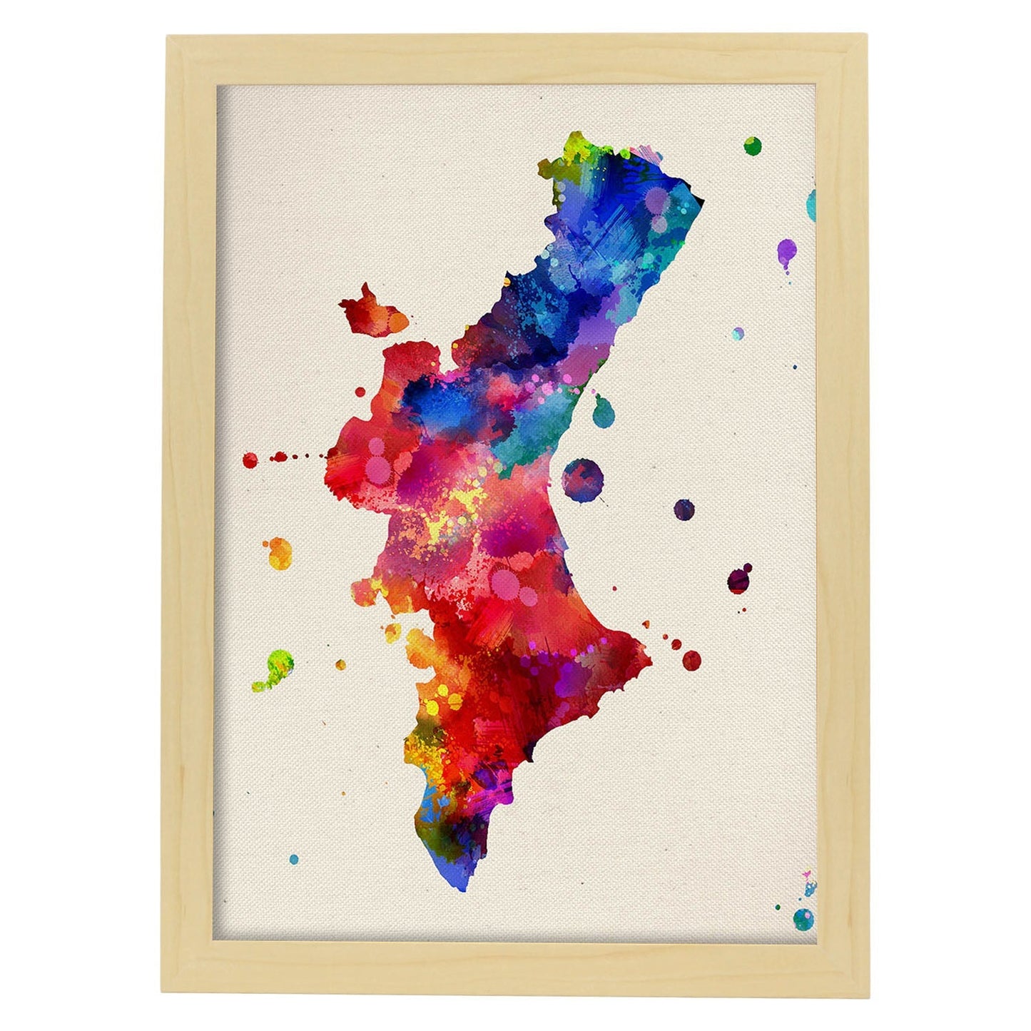 Poster de Valencia. Láminas e ilustraciones de ciudades, comunidades, y mapas de España.-Artwork-Nacnic-A3-Marco Madera clara-Nacnic Estudio SL