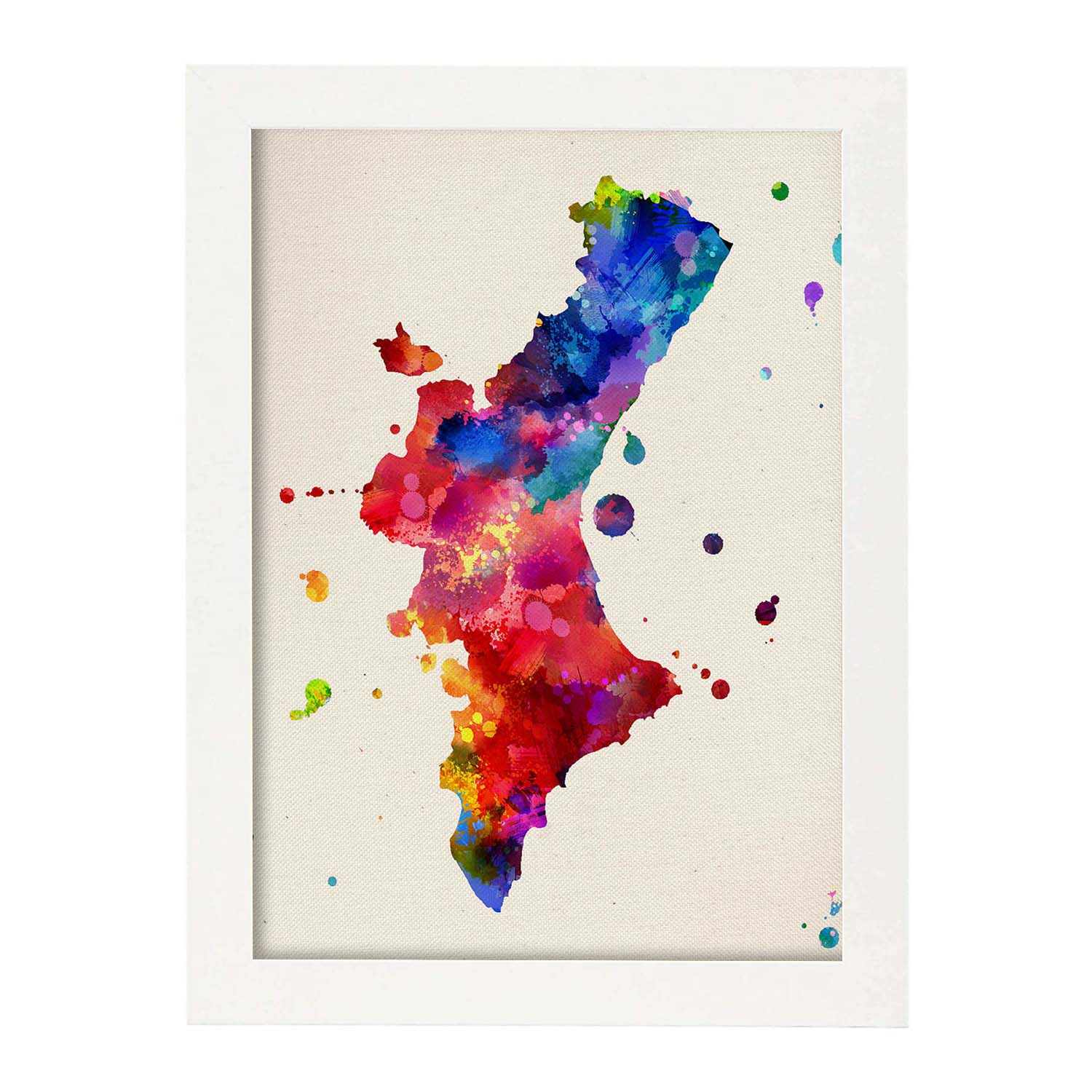 Poster de Valencia. Láminas e ilustraciones de ciudades, comunidades, y mapas de España.-Artwork-Nacnic-A4-Marco Blanco-Nacnic Estudio SL