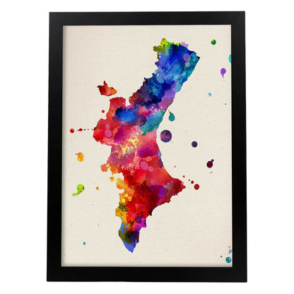 Poster de Valencia. Láminas e ilustraciones de ciudades, comunidades, y mapas de España.-Artwork-Nacnic-A4-Marco Negro-Nacnic Estudio SL