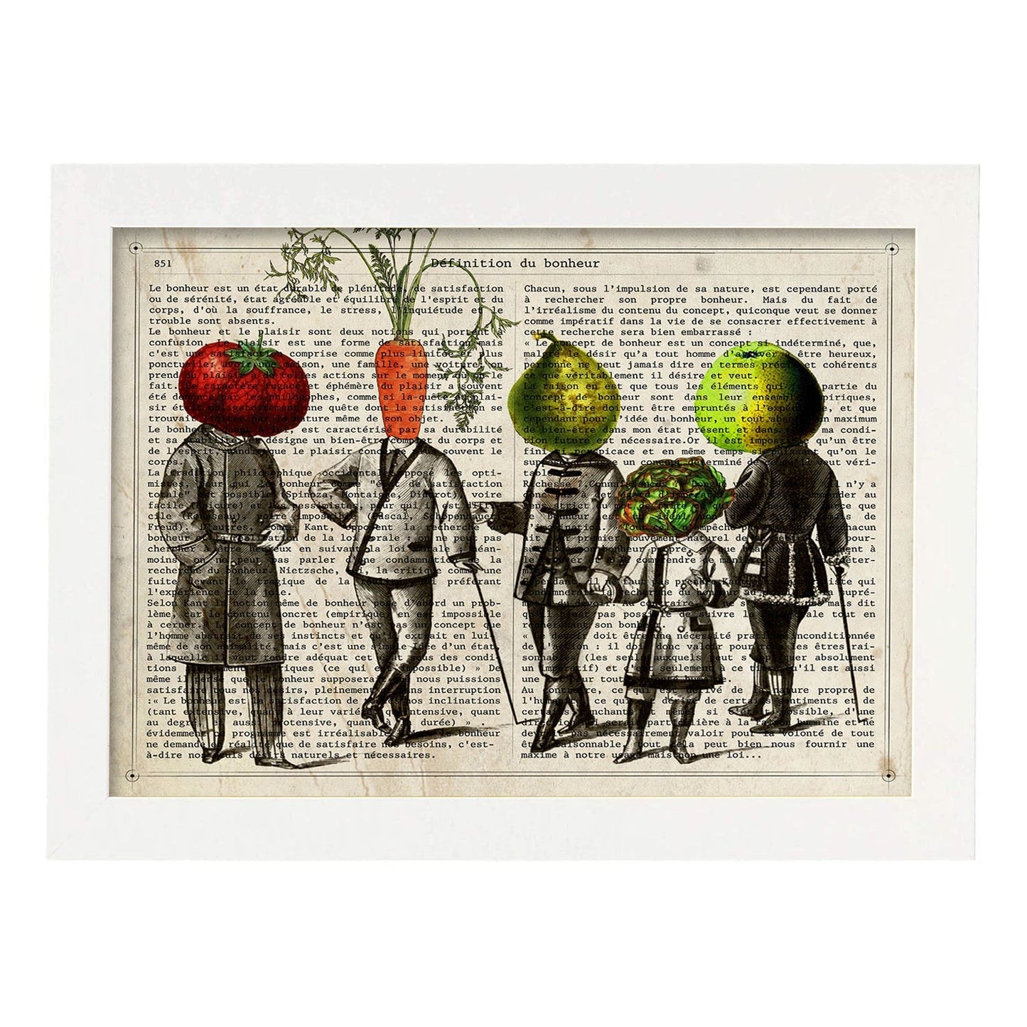Poster de verduras humanas. Lámina Familia feliz. Cuadros de humanos con cabezas de verdura.-Artwork-Nacnic-A3-Marco Blanco-Nacnic Estudio SL