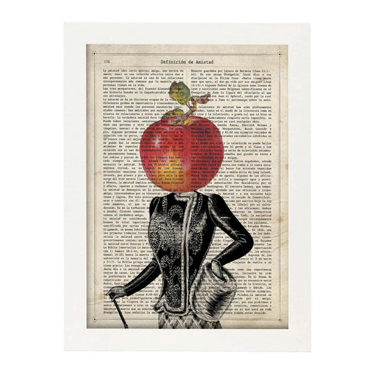 Poster de verduras humanas. Lámina Miss Manzana. Cuadros de humanos con cabezas de verdura.-Artwork-Nacnic-A4-Marco Blanco-Nacnic Estudio SL