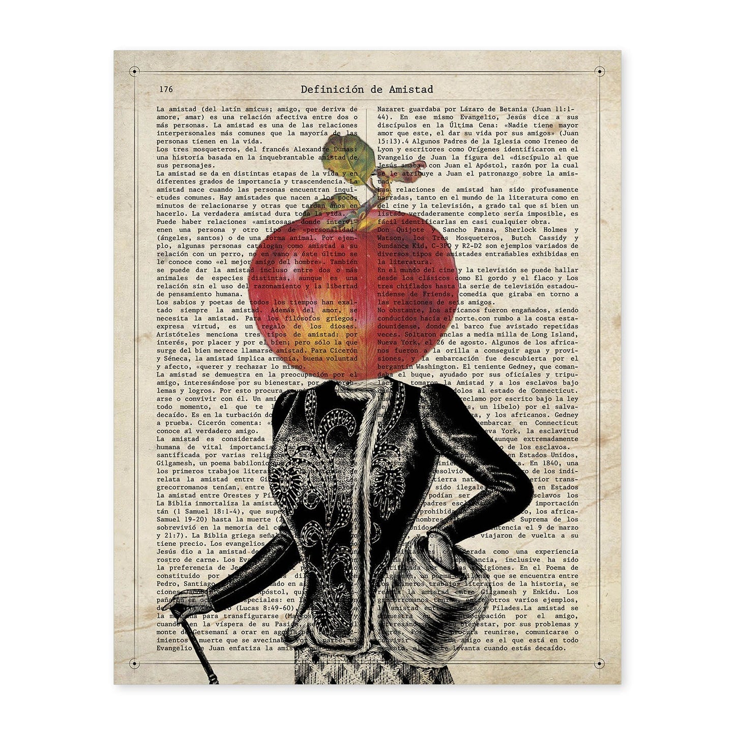 Poster de verduras humanas. Lámina Miss Manzana. Cuadros de humanos con cabezas de verdura.-Artwork-Nacnic-A4-Sin marco-Nacnic Estudio SL