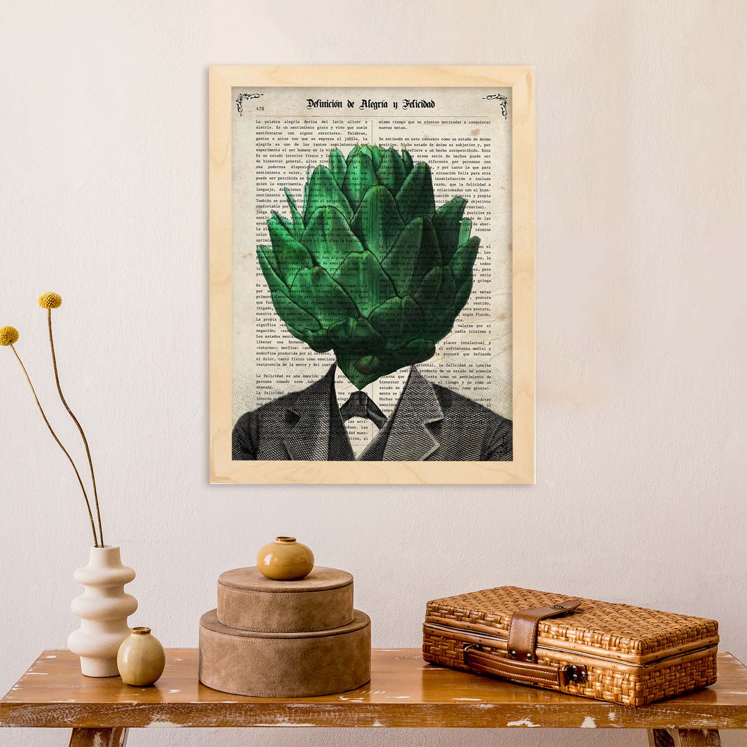 Poster de verduras humanas. Lámina Mr. Alcachofa. Cuadros de humanos con cabezas de verdura.-Artwork-Nacnic-Nacnic Estudio SL
