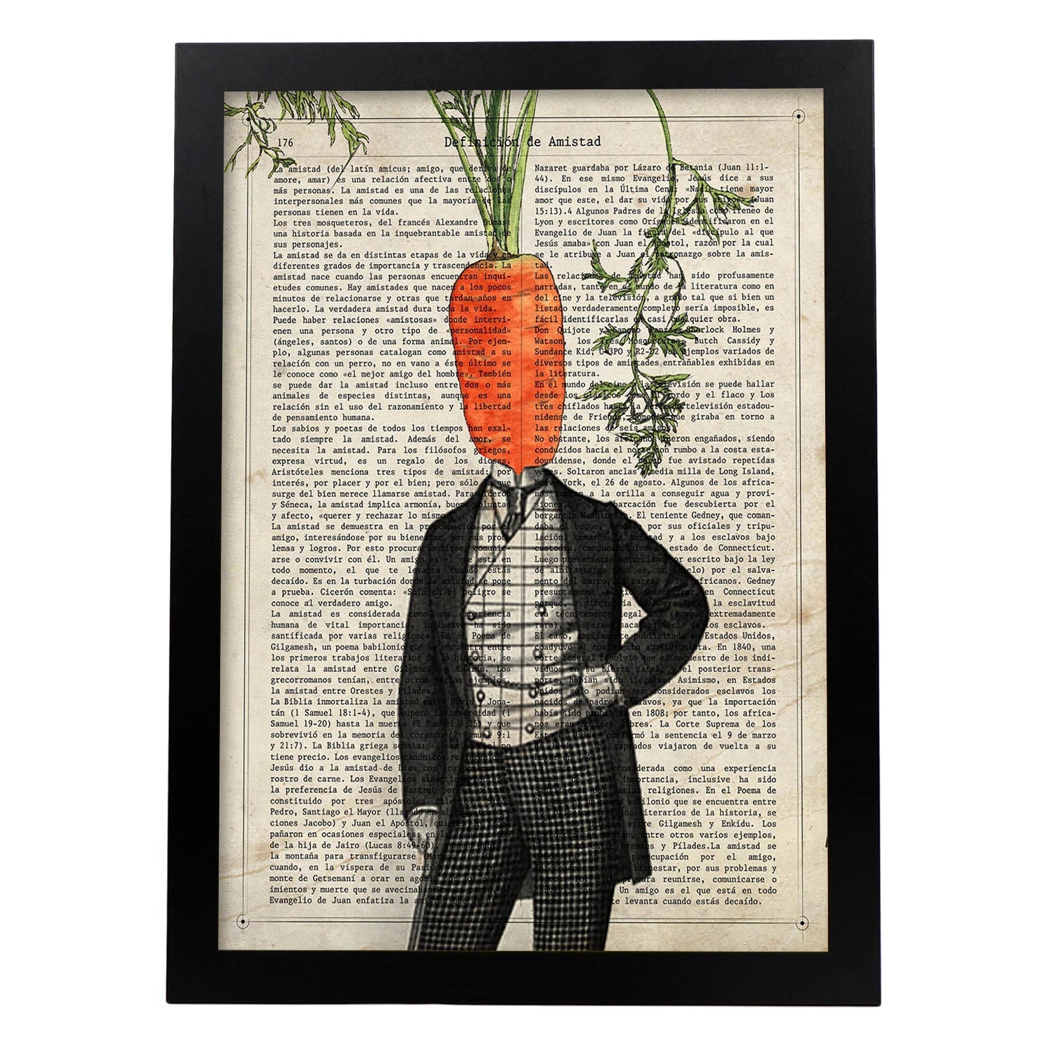 Poster de verduras humanas. Lámina Mr. Carrot. Cuadros de humanos con cabezas de verdura.-Artwork-Nacnic-A3-Marco Negro-Nacnic Estudio SL