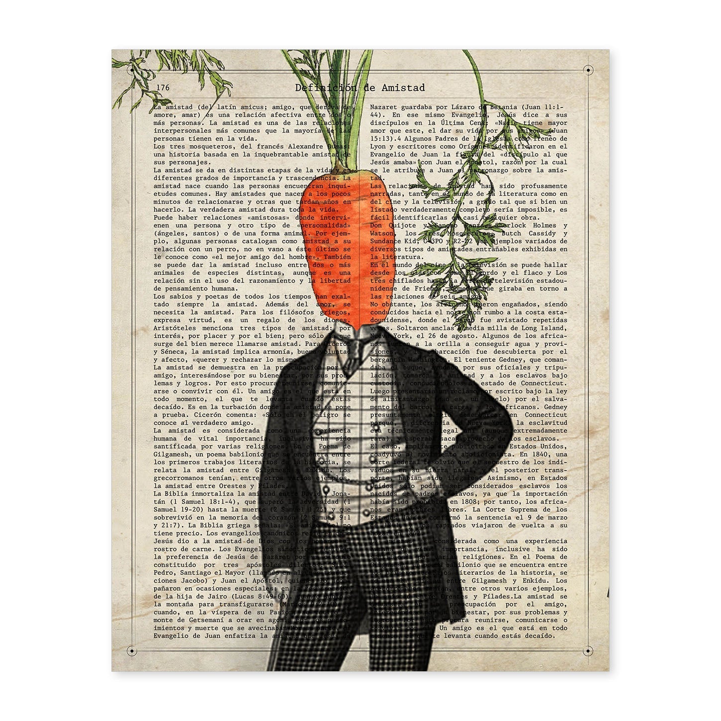 Poster de verduras humanas. Lámina Mr. Carrot. Cuadros de humanos con cabezas de verdura.-Artwork-Nacnic-A4-Sin marco-Nacnic Estudio SL