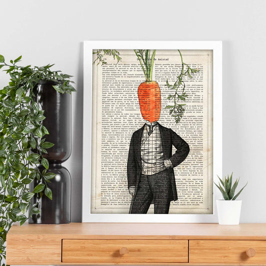 Poster de verduras humanas. Lámina Mr. Carrot. Cuadros de humanos con cabezas de verdura.-Artwork-Nacnic-Nacnic Estudio SL