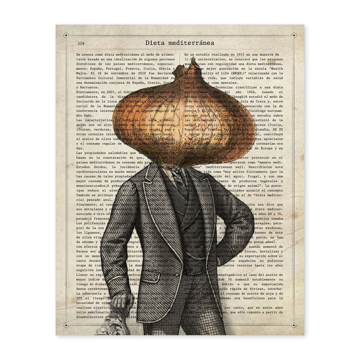 Poster de verduras humanas. Lámina Mr. Cebolla. Cuadros de humanos con cabezas de verdura.-Artwork-Nacnic-A4-Sin marco-Nacnic Estudio SL