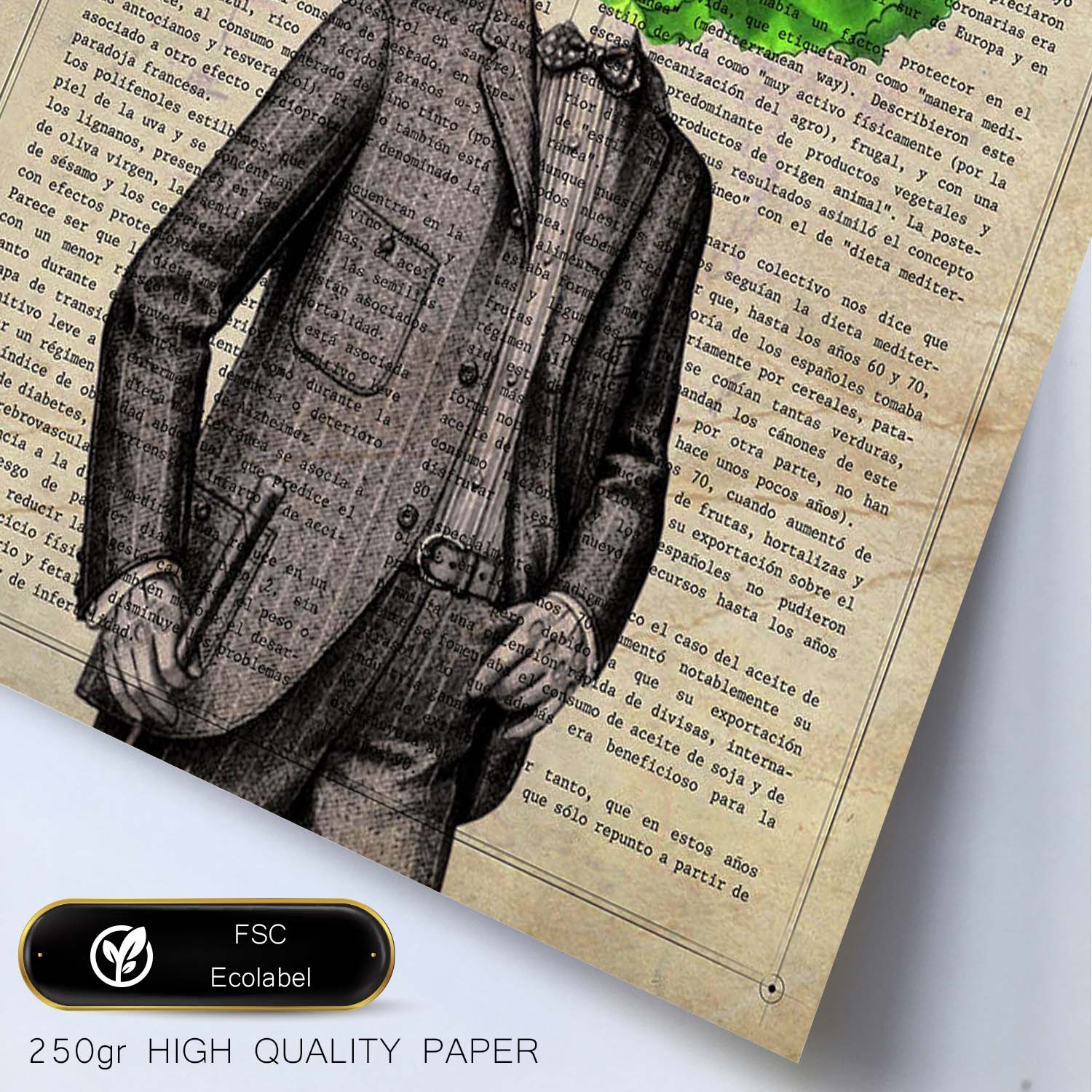 Poster de verduras humanas. Lámina Mr. Green. Cuadros de humanos con cabezas de verdura.-Artwork-Nacnic-Nacnic Estudio SL