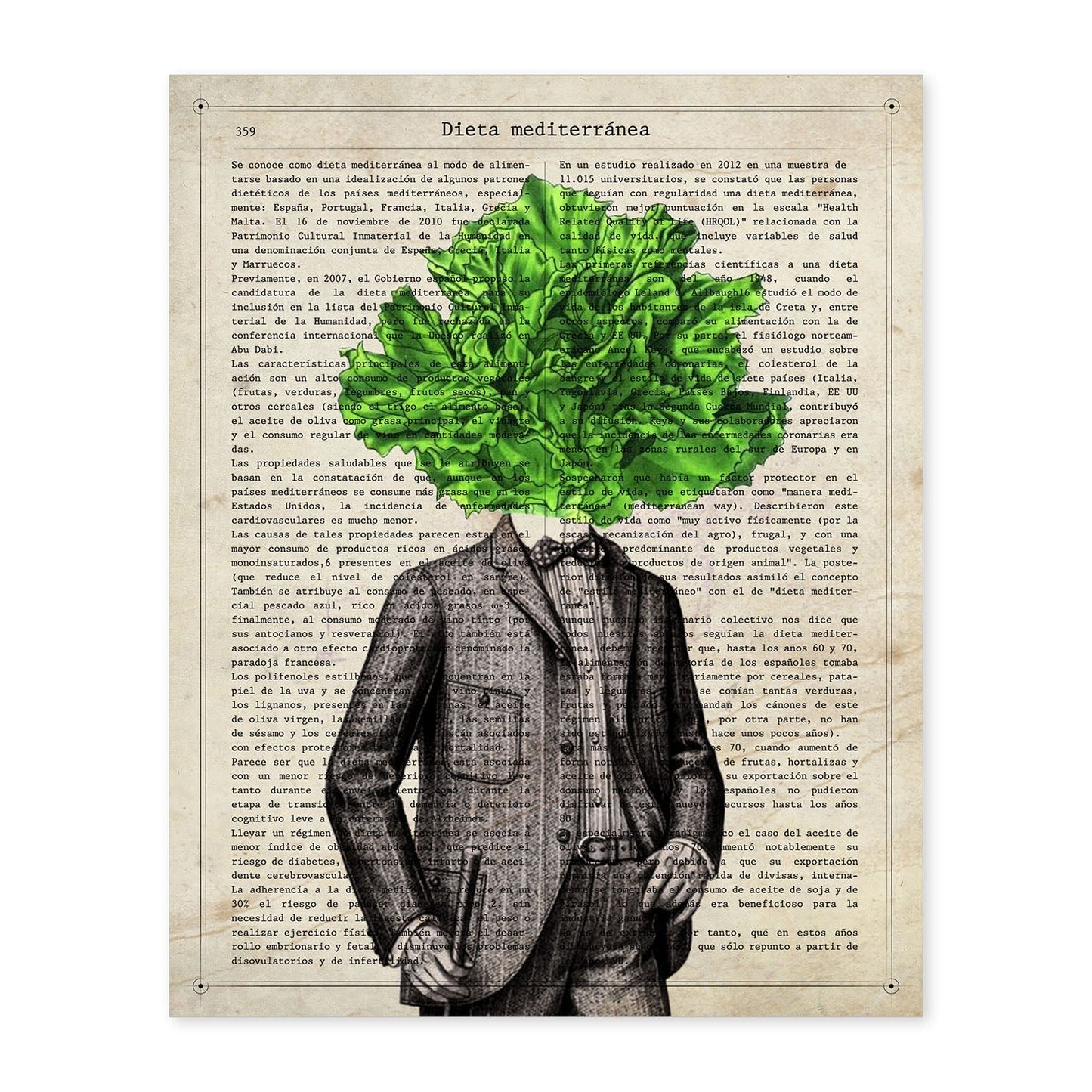 Poster de verduras humanas. Lámina Mr. Green. Cuadros de humanos con cabezas de verdura.-Artwork-Nacnic-A4-Sin marco-Nacnic Estudio SL