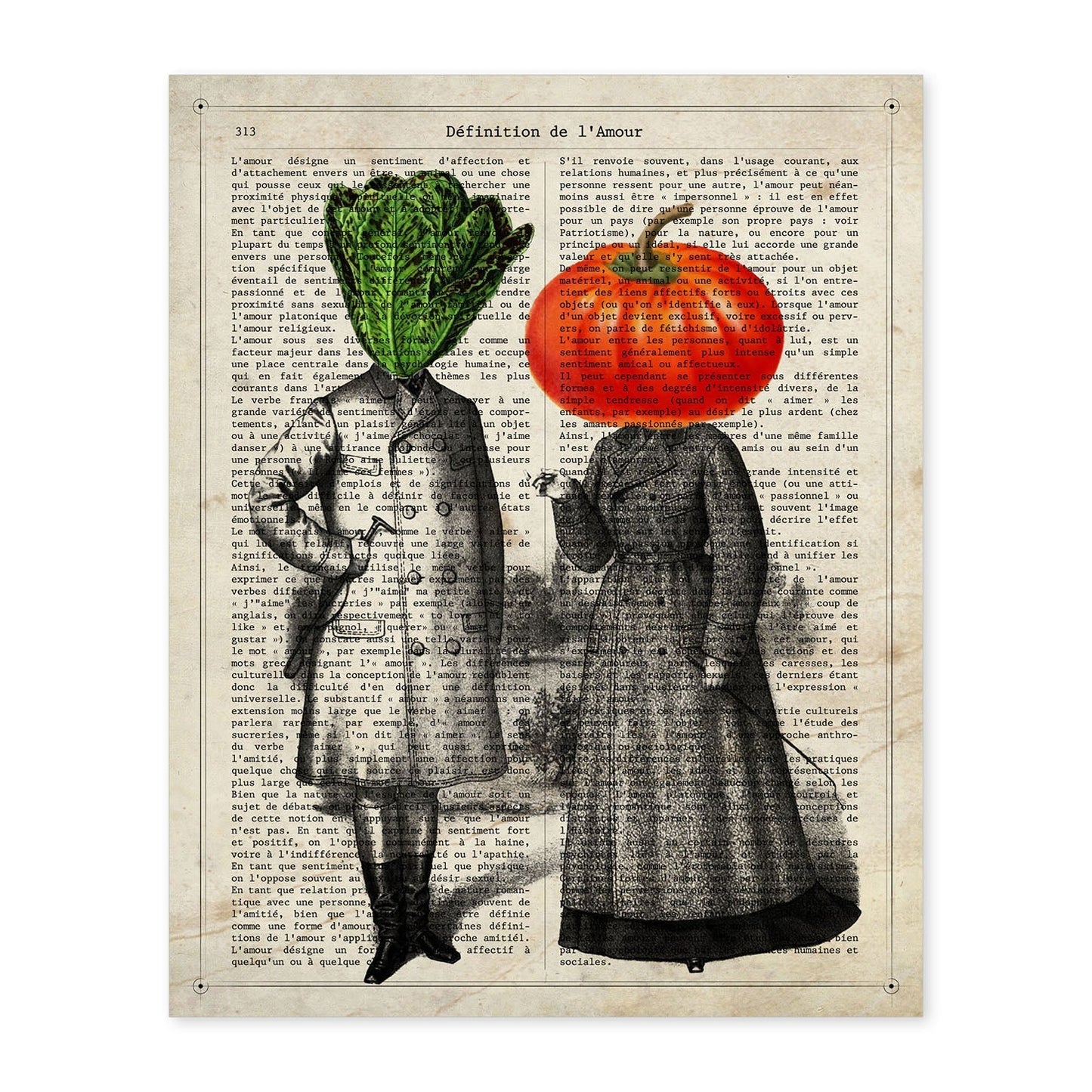 Poster de verduras humanas. Lámina Mr. Lechuga & miss Tomate. Cuadros de humanos con cabezas de verdura.-Artwork-Nacnic-A4-Sin marco-Nacnic Estudio SL