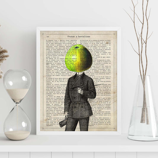 Poster de verduras humanas. Lámina Mr. Manzana. Cuadros de humanos con cabezas de verdura.-Artwork-Nacnic-Nacnic Estudio SL