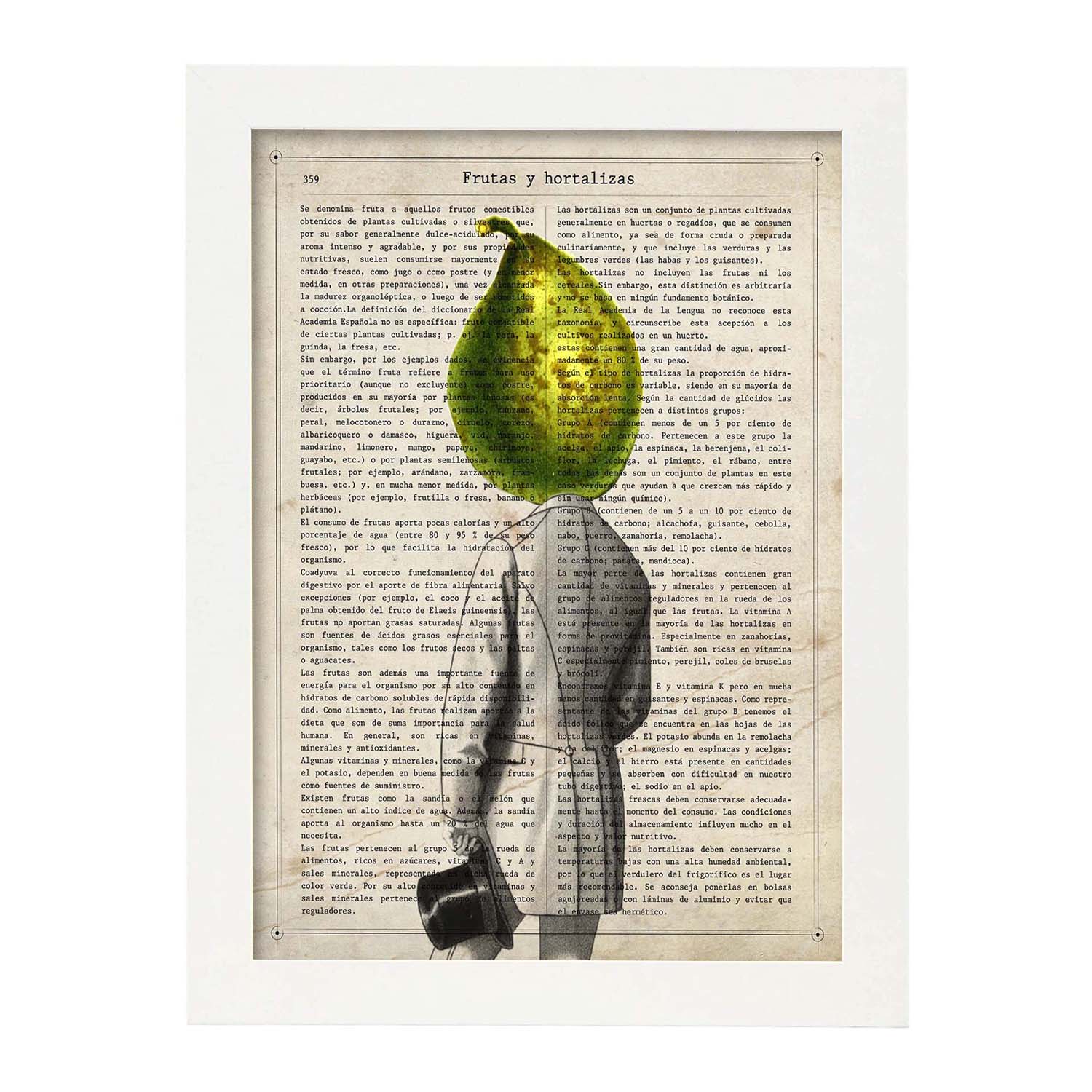 Poster de verduras humanas. Lámina Mr. Pera. Cuadros de humanos con cabezas de verdura.-Artwork-Nacnic-A3-Marco Blanco-Nacnic Estudio SL