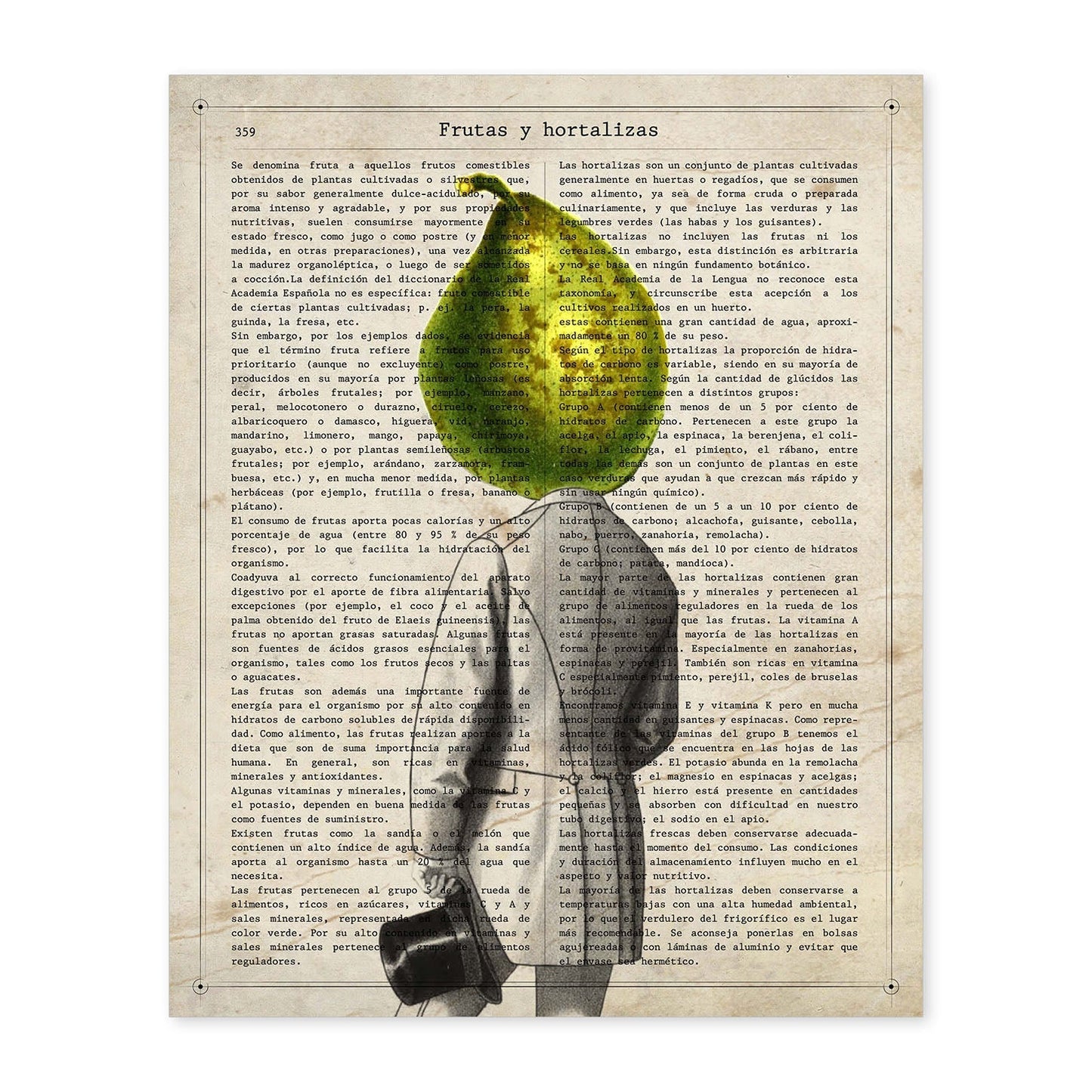 Poster de verduras humanas. Lámina Mr. Pera. Cuadros de humanos con cabezas de verdura.-Artwork-Nacnic-A4-Sin marco-Nacnic Estudio SL