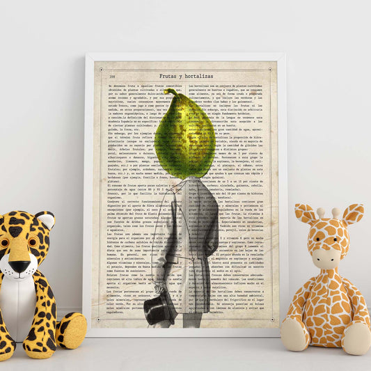 Poster de verduras humanas. Lámina Mr. Pera. Cuadros de humanos con cabezas de verdura.-Artwork-Nacnic-Nacnic Estudio SL