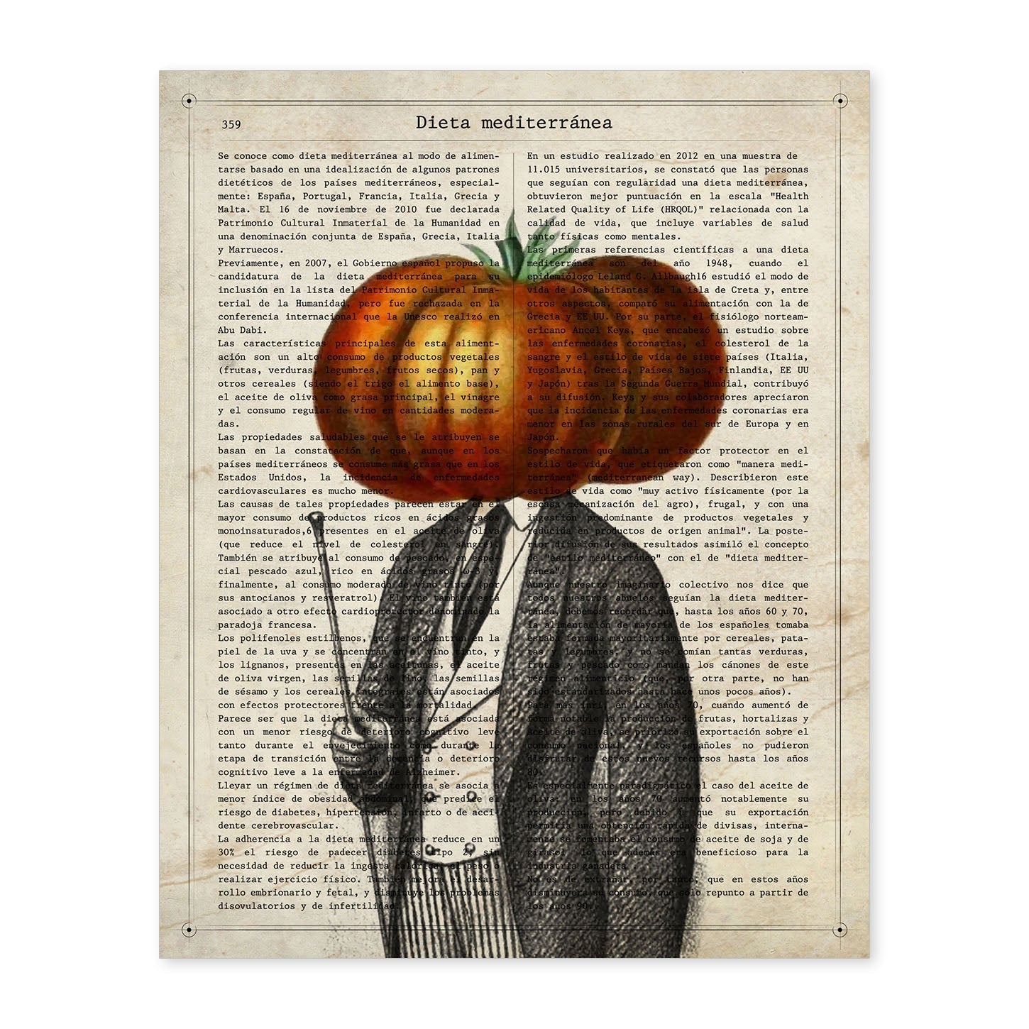 Poster de verduras humanas. Lámina Mr. Tomate. Cuadros de humanos con cabezas de verdura.-Artwork-Nacnic-A4-Sin marco-Nacnic Estudio SL