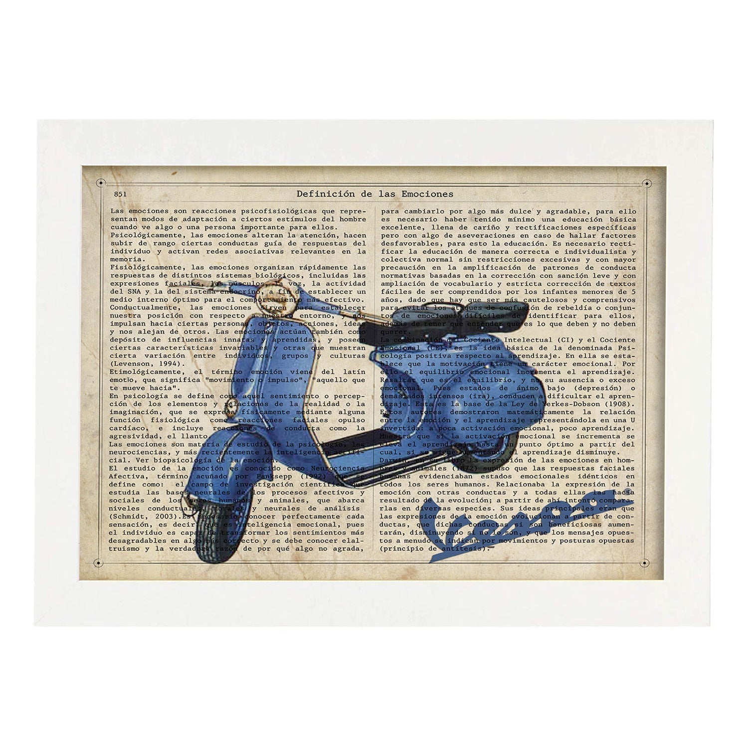 Poster de Vespa. Láminas de vehículos con definiciones. Ilustraciones vintage de coches, motos, aviones, -Artwork-Nacnic-A3-Marco Blanco-Nacnic Estudio SL