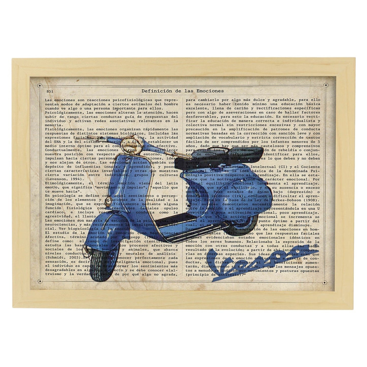Poster de Vespa. Láminas de vehículos con definiciones. Ilustraciones vintage de coches, motos, aviones, -Artwork-Nacnic-A3-Marco Madera clara-Nacnic Estudio SL
