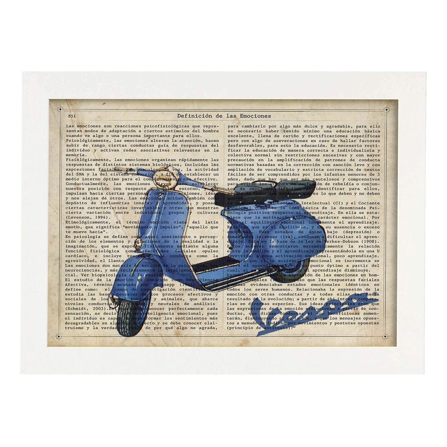 Poster de Vespa. Láminas de vehículos con definiciones. Ilustraciones vintage de coches, motos, aviones, -Artwork-Nacnic-A4-Marco Blanco-Nacnic Estudio SL