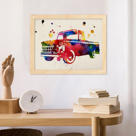 Poster de Vieja camioneta con diseño acuarela. Mix de láminas con estilo acuarela-Artwork-Nacnic-Nacnic Estudio SL