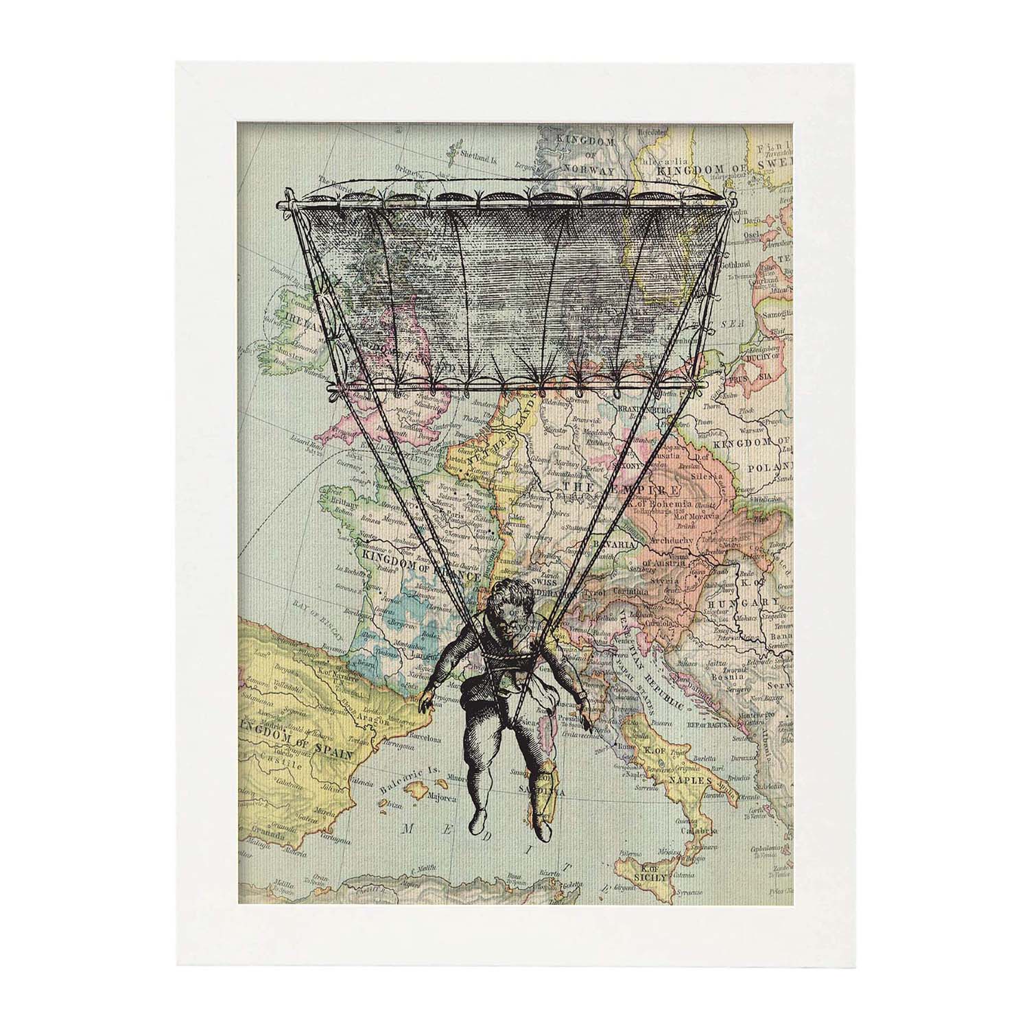 Poster de Volando sobre Europa. Láminas de mapas del mundo. Decoración con mapas e imágenes vintage.-Artwork-Nacnic-Nacnic Estudio SL