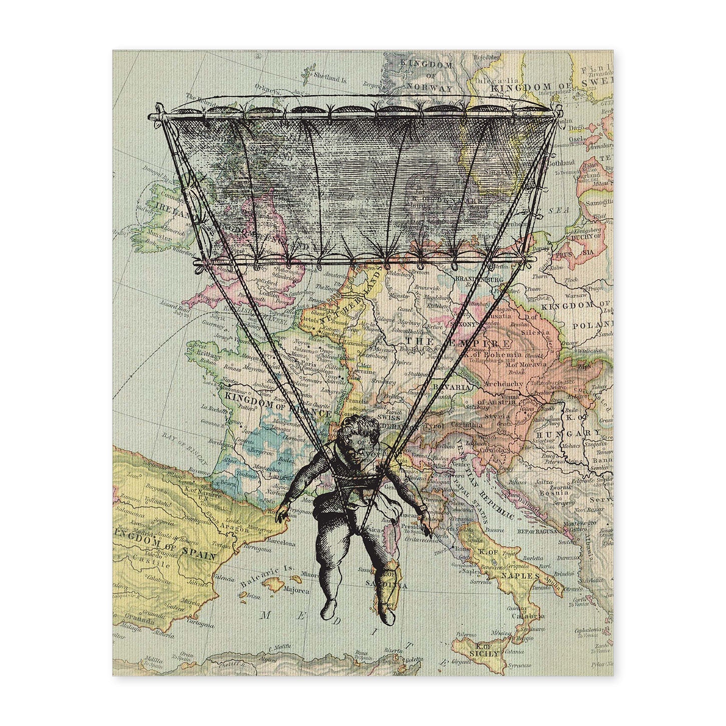 Poster de Volando sobre Europa. Láminas de mapas del mundo. Decoración con mapas e imágenes vintage.-Artwork-Nacnic-A4-Sin marco-Nacnic Estudio SL
