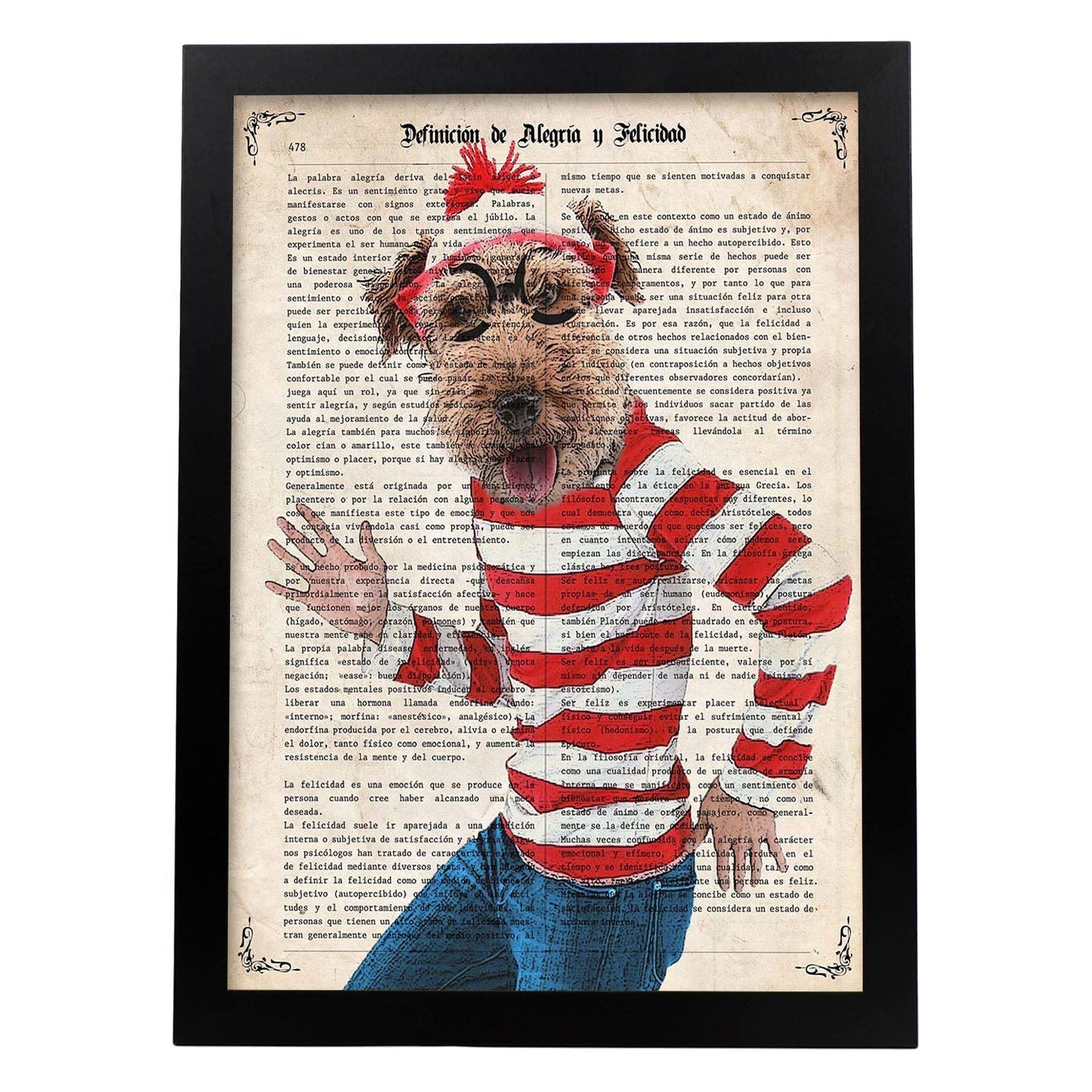 Poster de Wally the dog. Láminas de animales con definiciones. Ilustraciones de animales con textos.-Artwork-Nacnic-A3-Marco Negro-Nacnic Estudio SL