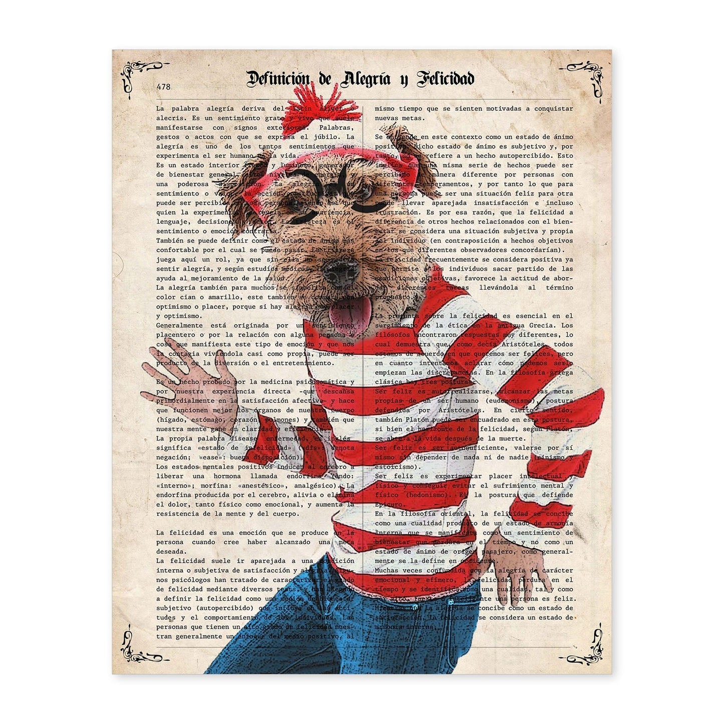 Poster de Wally the dog. Láminas de animales con definiciones. Ilustraciones de animales con textos.-Artwork-Nacnic-A4-Sin marco-Nacnic Estudio SL