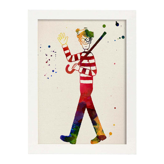 Poster de wally. Láminas de cine, películas, y actores. Posters de películas antiguas con estilo acuarela.-Artwork-Nacnic-A4-Marco Blanco-Nacnic Estudio SL