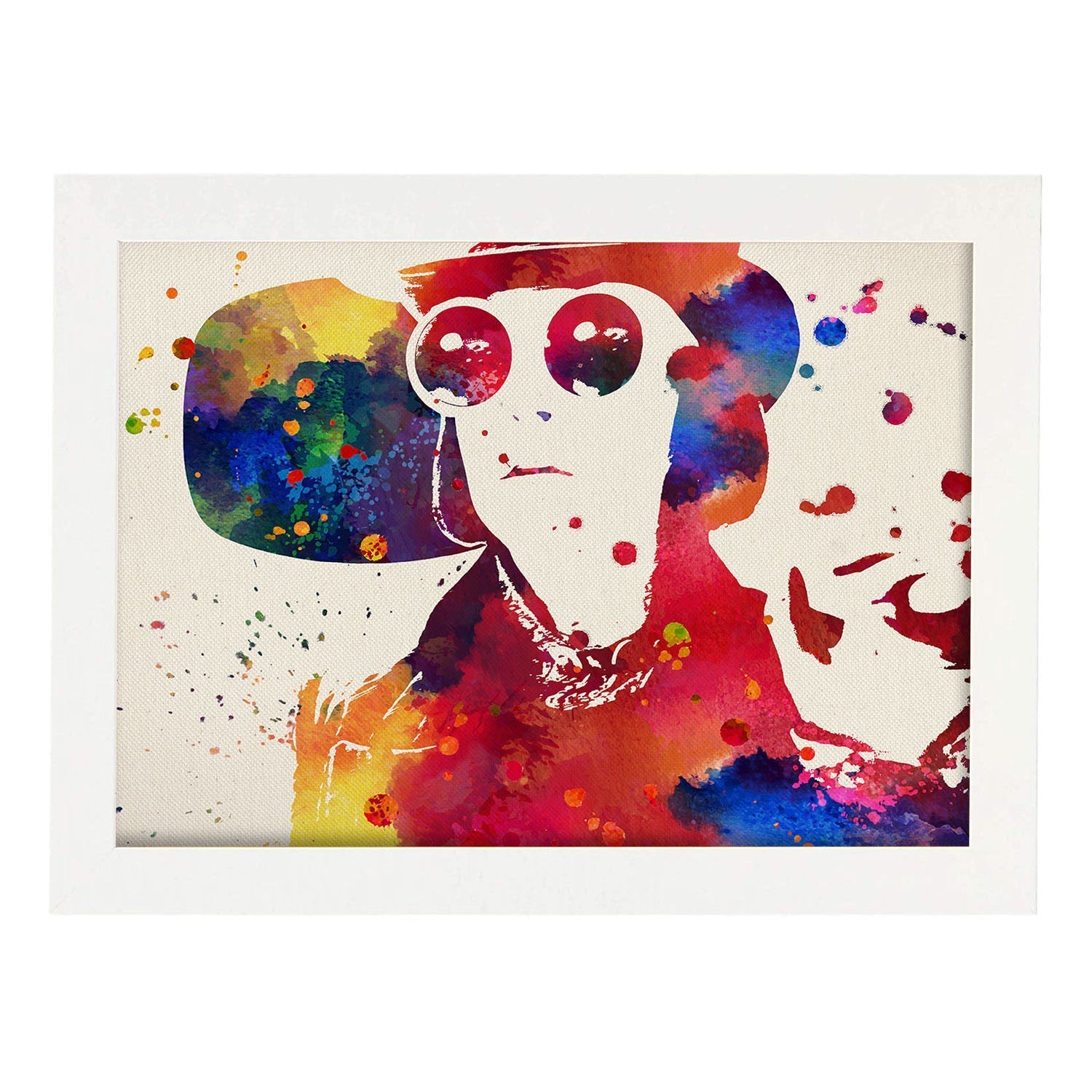 Poster de Willy Wonka con diseño acuarela. Mix de láminas con estilo acuarela-Artwork-Nacnic-A3-Marco Blanco-Nacnic Estudio SL