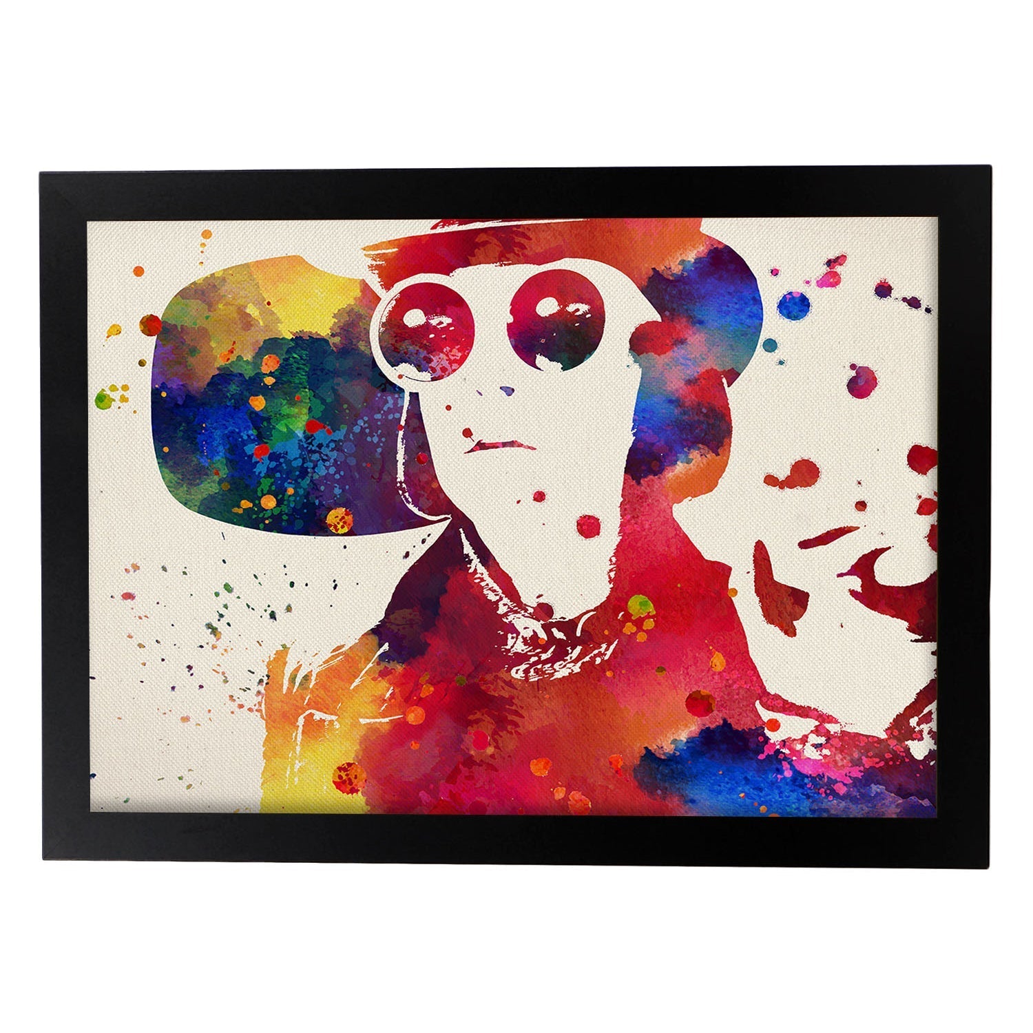 Poster de Willy Wonka con diseño acuarela. Mix de láminas con estilo acuarela-Artwork-Nacnic-A3-Marco Negro-Nacnic Estudio SL