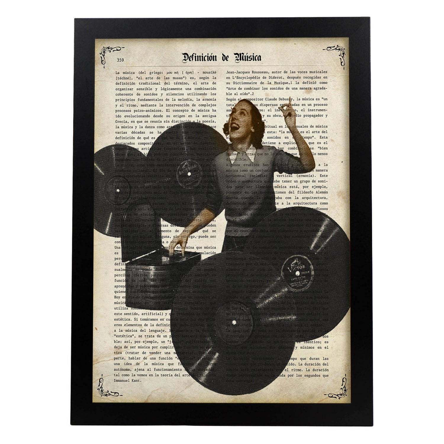 Poster de Woman dj. Láminas musicales con definiciones para-Artwork-Nacnic-A3-Marco Negro-Nacnic Estudio SL