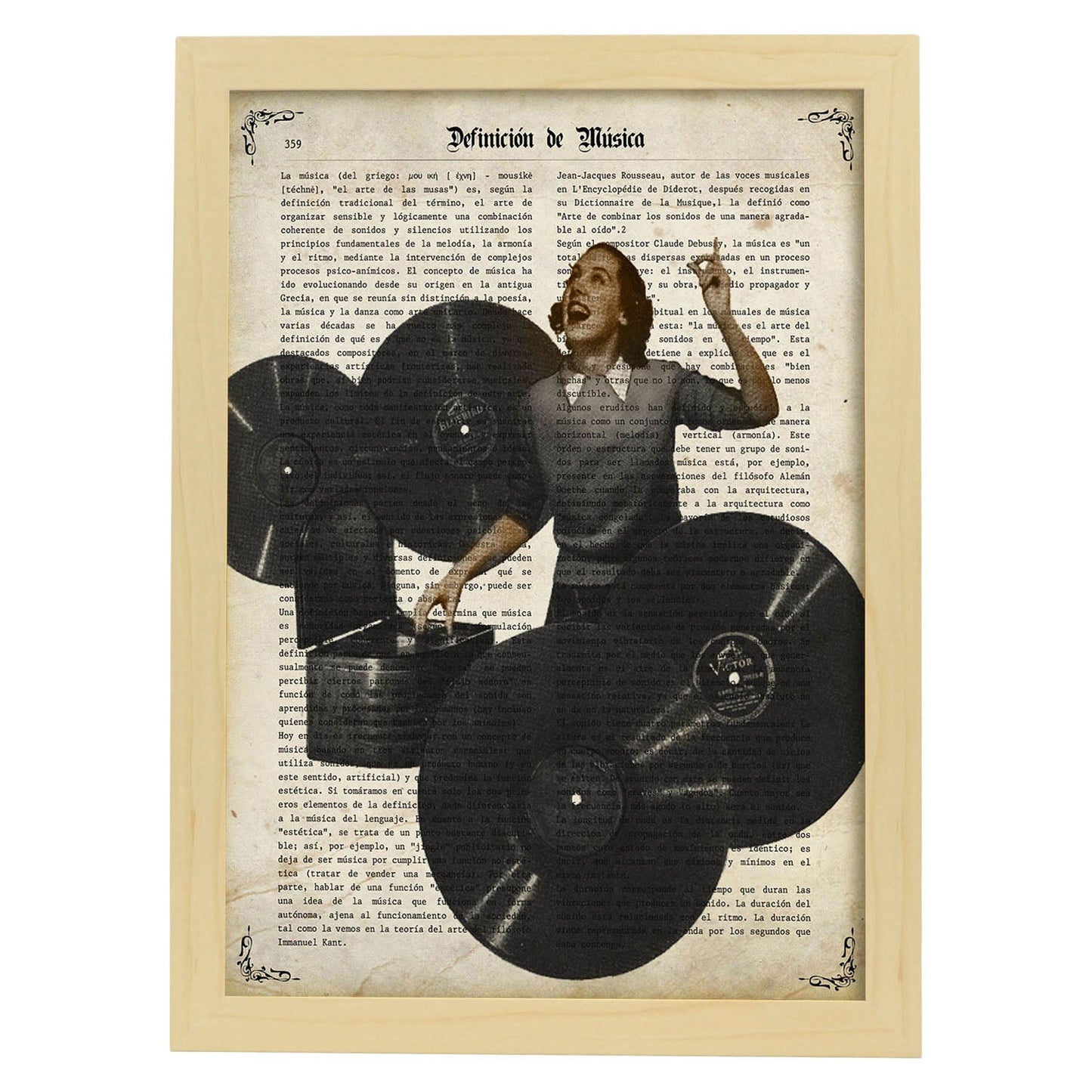 Poster de Woman dj. Láminas musicales con definiciones para-Artwork-Nacnic-A4-Marco Madera clara-Nacnic Estudio SL