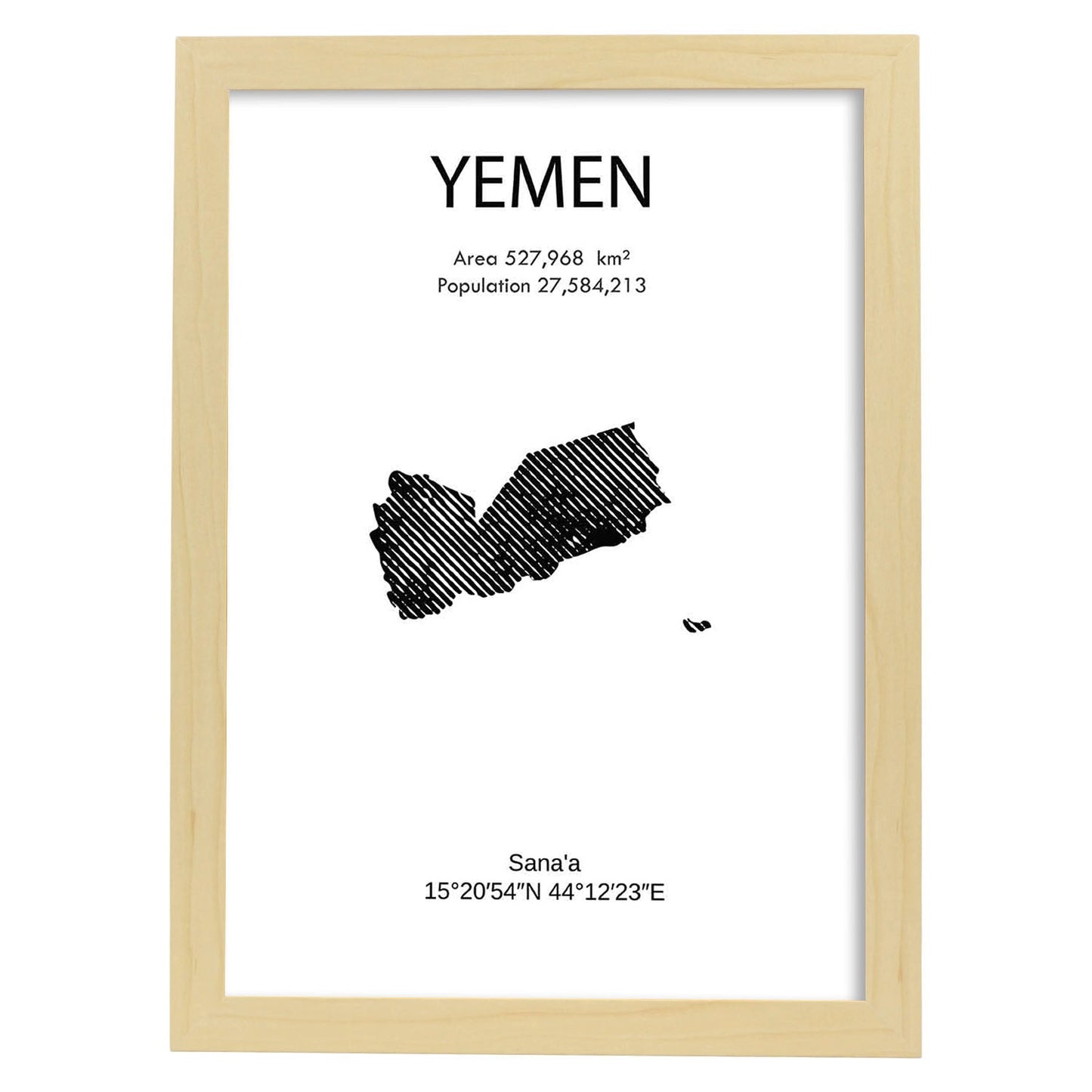 Poster de Yemen. Láminas de paises y continentes del mundo.-Artwork-Nacnic-A3-Marco Madera clara-Nacnic Estudio SL