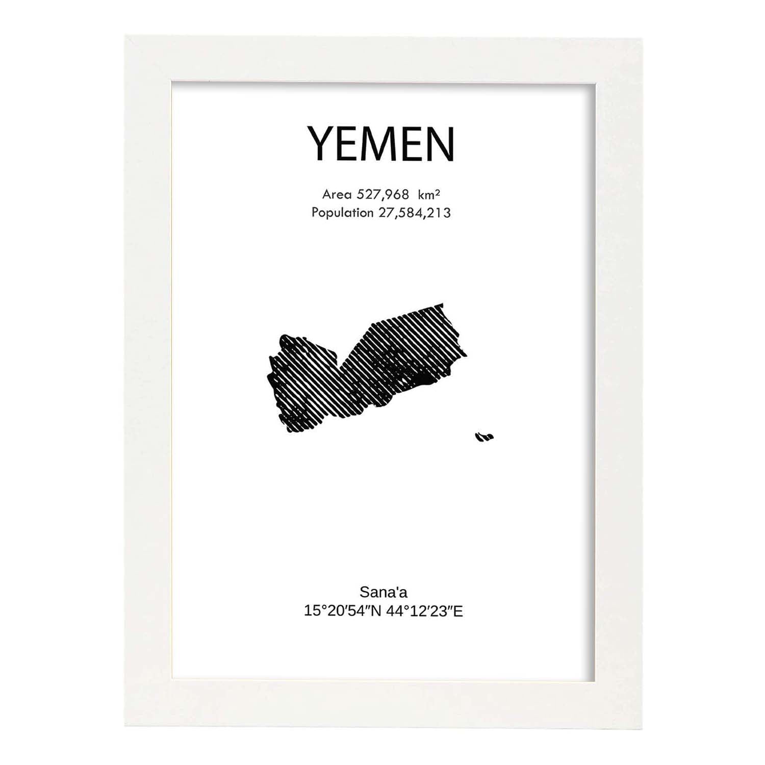Poster de Yemen. Láminas de paises y continentes del mundo.-Artwork-Nacnic-A4-Marco Blanco-Nacnic Estudio SL