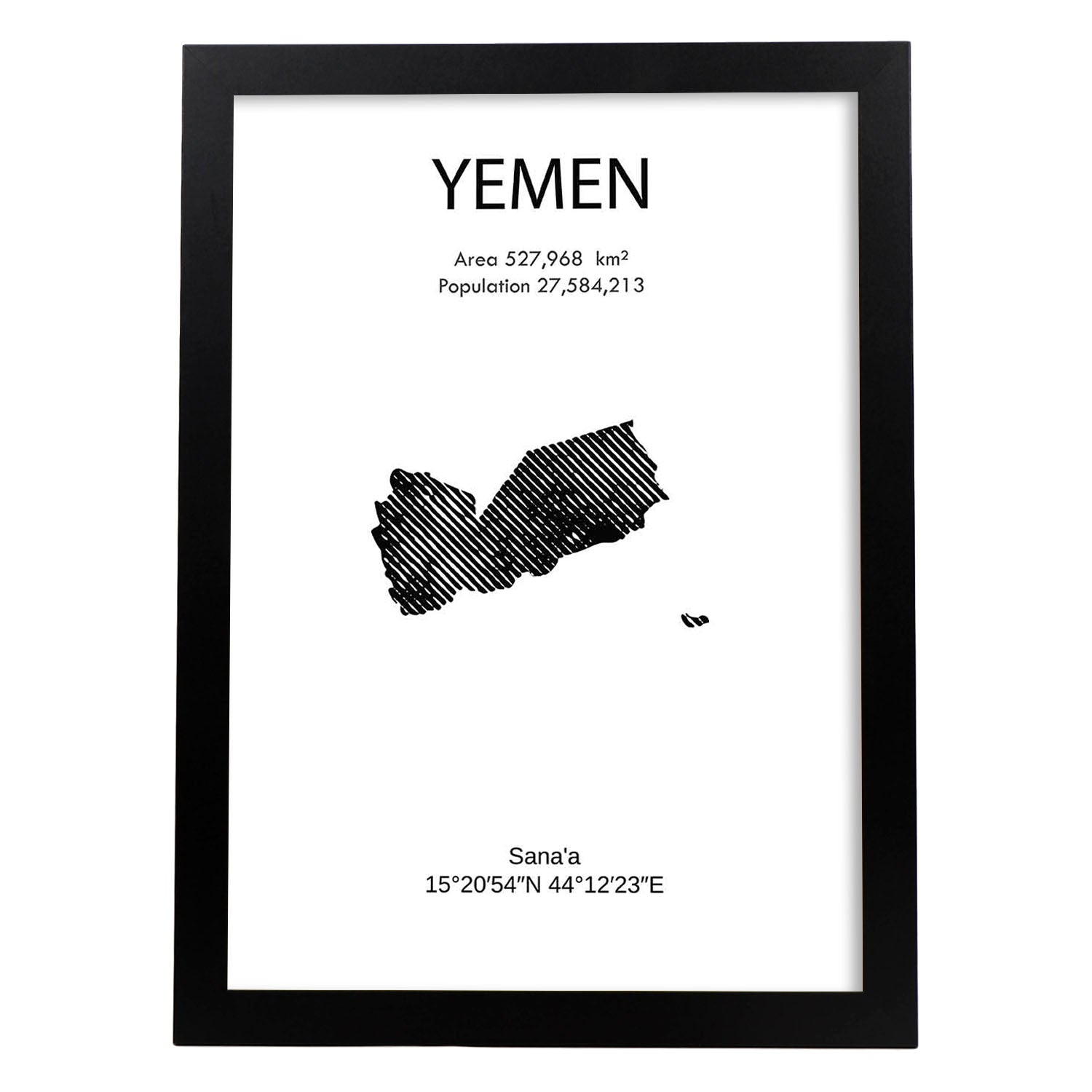 Poster de Yemen. Láminas de paises y continentes del mundo.-Artwork-Nacnic-A4-Marco Negro-Nacnic Estudio SL