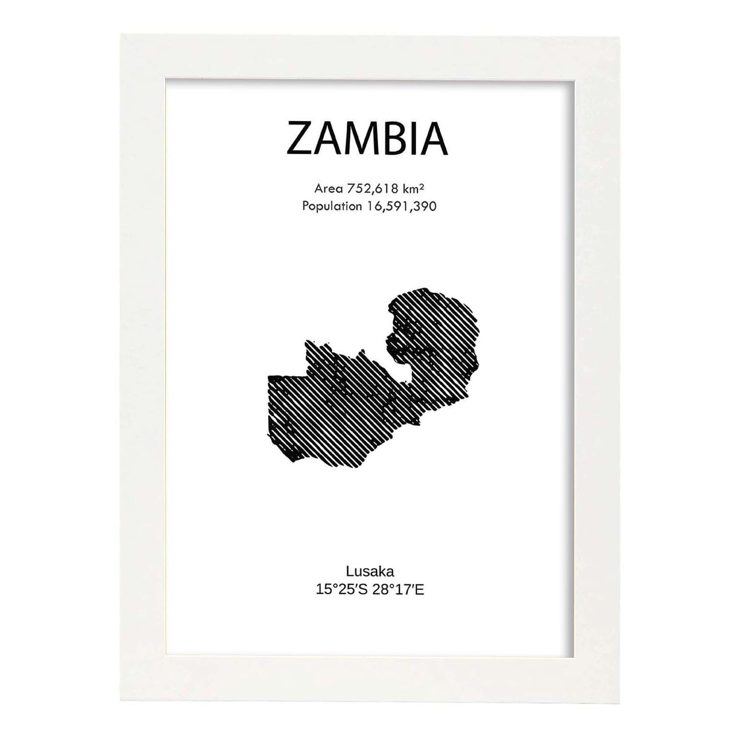 Poster de Zambia. Láminas de paises y continentes del mundo.-Artwork-Nacnic-A3-Marco Blanco-Nacnic Estudio SL