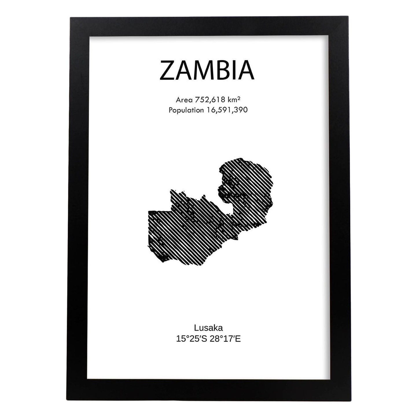 Poster de Zambia. Láminas de paises y continentes del mundo.-Artwork-Nacnic-A3-Marco Negro-Nacnic Estudio SL