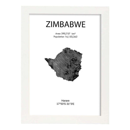Poster de Zimbabwe. Láminas de paises y continentes del mundo.-Artwork-Nacnic-A4-Marco Blanco-Nacnic Estudio SL